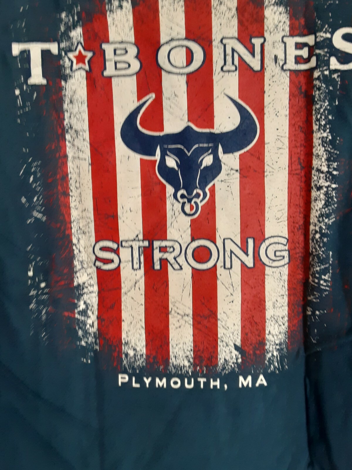 T-BONES STRONG (Plymouth MA Short Sleeve Next Level TShirt Soldier Blue Size M gallery