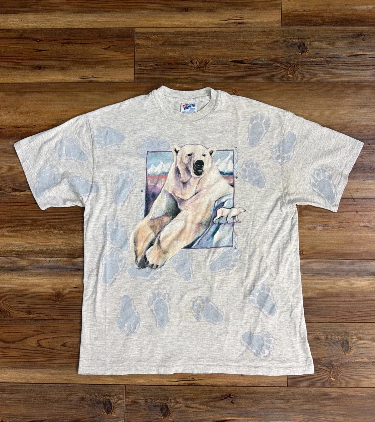 VTG 1993 Harlequin Nature Graphics Polar Bear T-Shirt Large Single Stitch