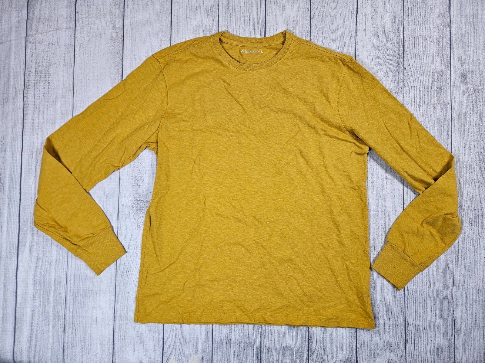 American Giant Classic Crew Neck Long Sleeve T Shirt Mens Large Mustard gallery