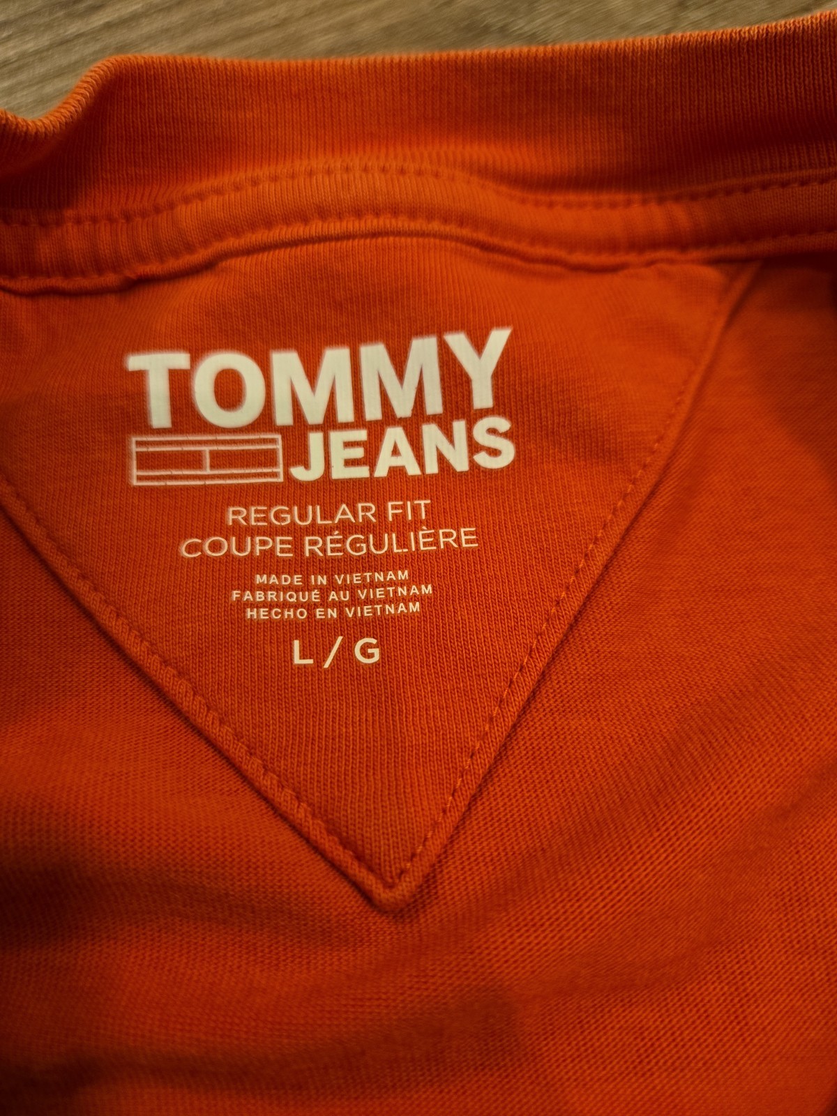 Tommy Hilfiger T-Shirt Mens Large Orange Tommy Jeans Graphic Print Short Sleeve gallery