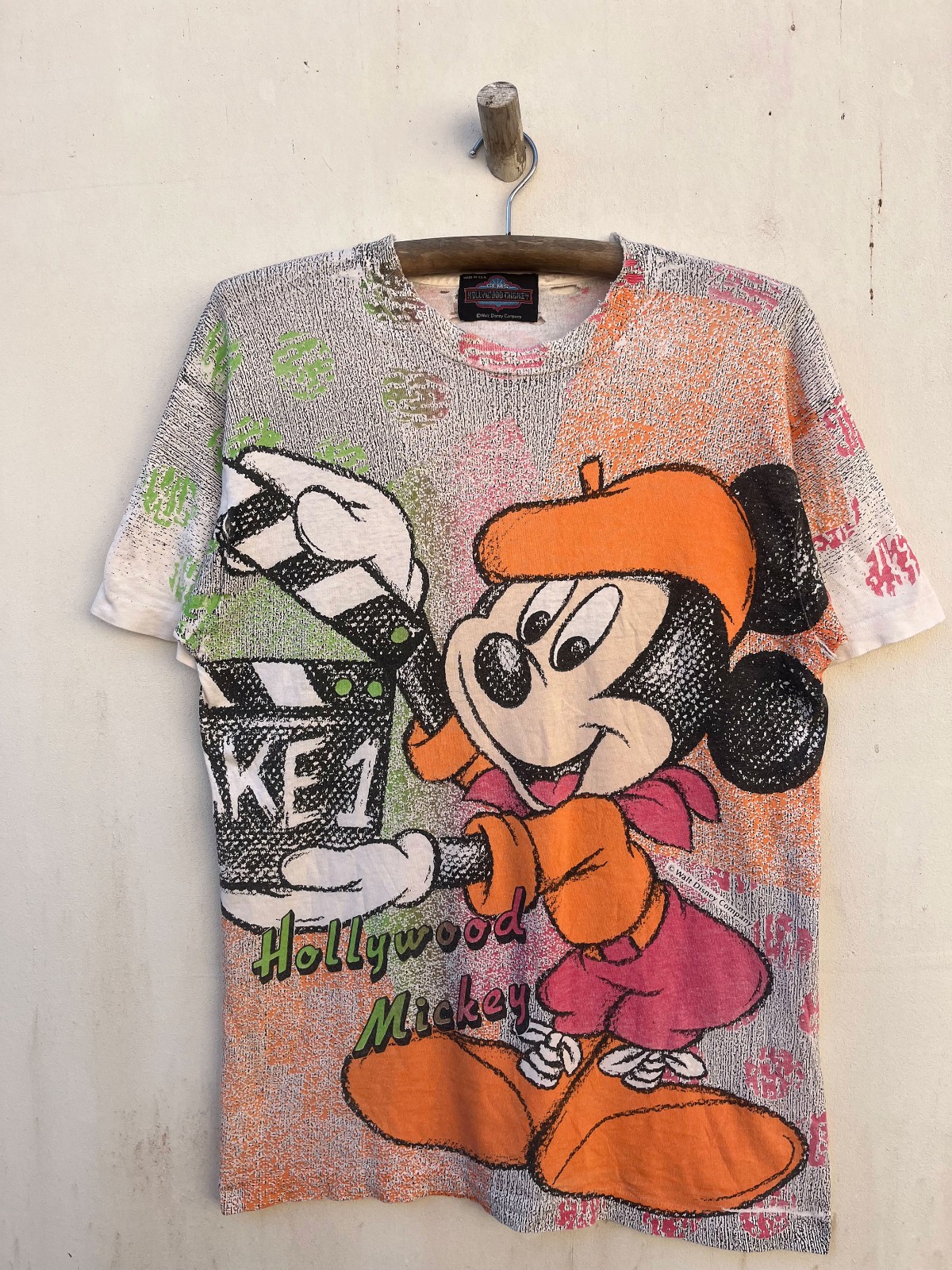Vintage Walt Disney Mickey All Over Full Print 90s Single Stitching