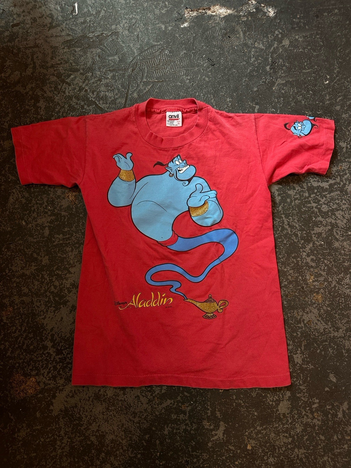 Vintage Disney Aladdin Genie Graphic T Shirt Movie Promo Sz Youth L