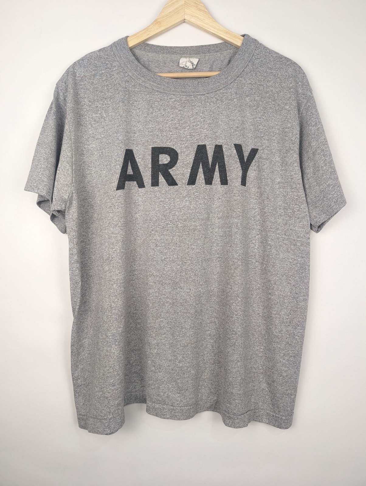 Vtg 80s US Army Faded PFU Shirt Large Military PE Track Gray Single Stitch gallery
