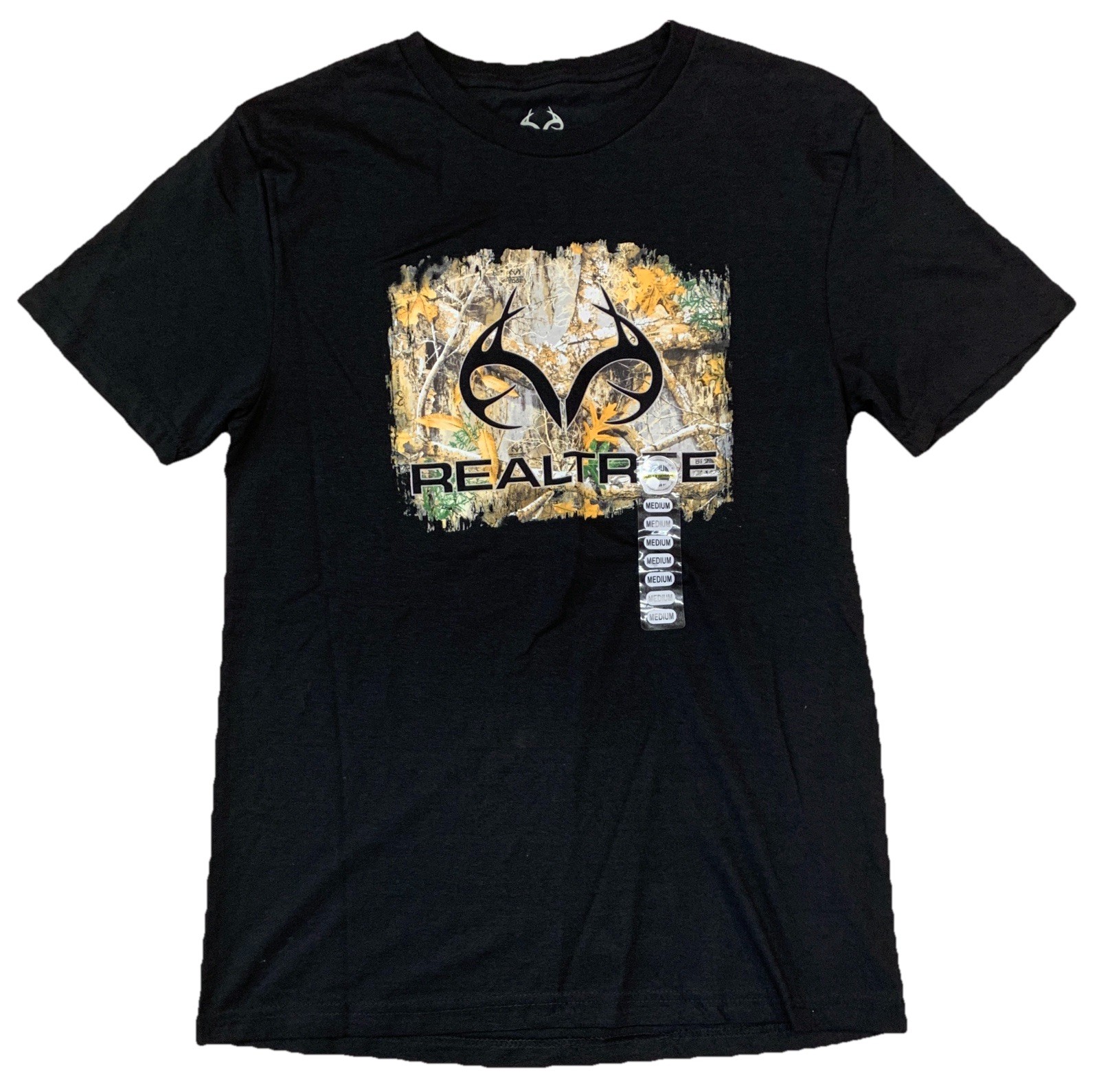 Realtree Hunting Outdoors Logo Camouflage Graphics T-shirt Size Medium Black