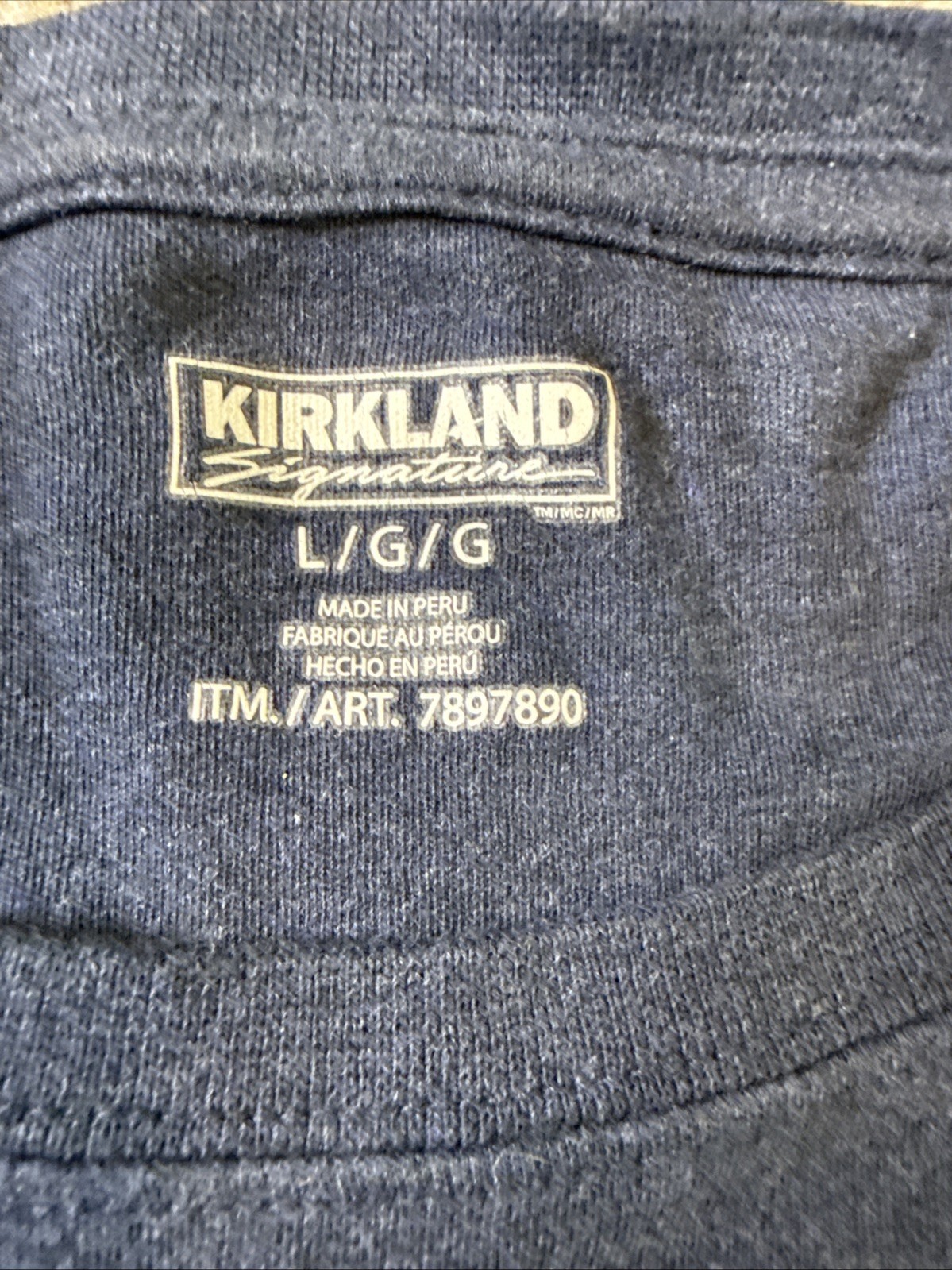 Kirkland Signature Mens Short Sleeve Pima Cotton Slub T-Shirt Blue Size Large gallery