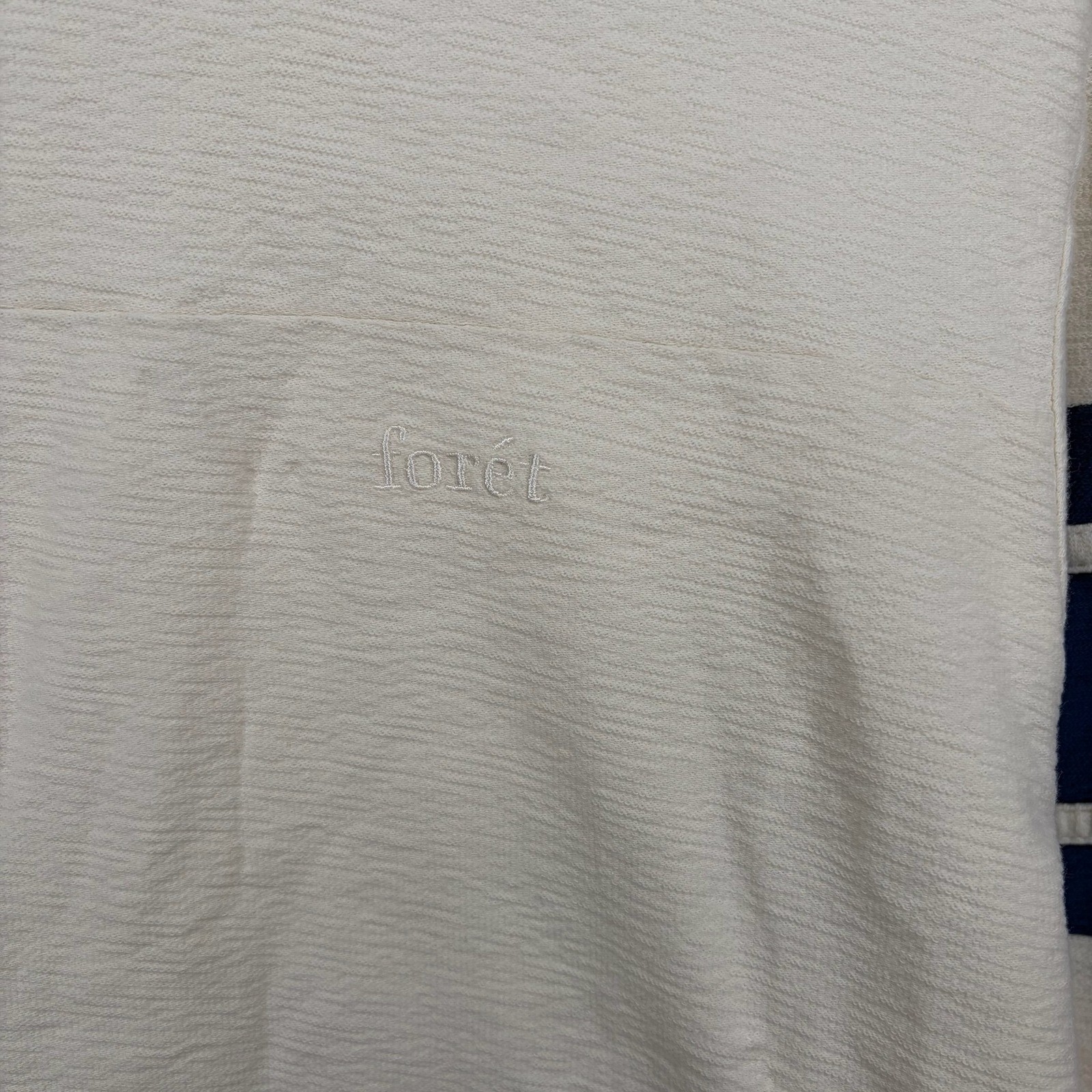 Foret Blaze Long Sleeve Shirt Men Medium Cloud White Blue Stripe Textured Tee gallery