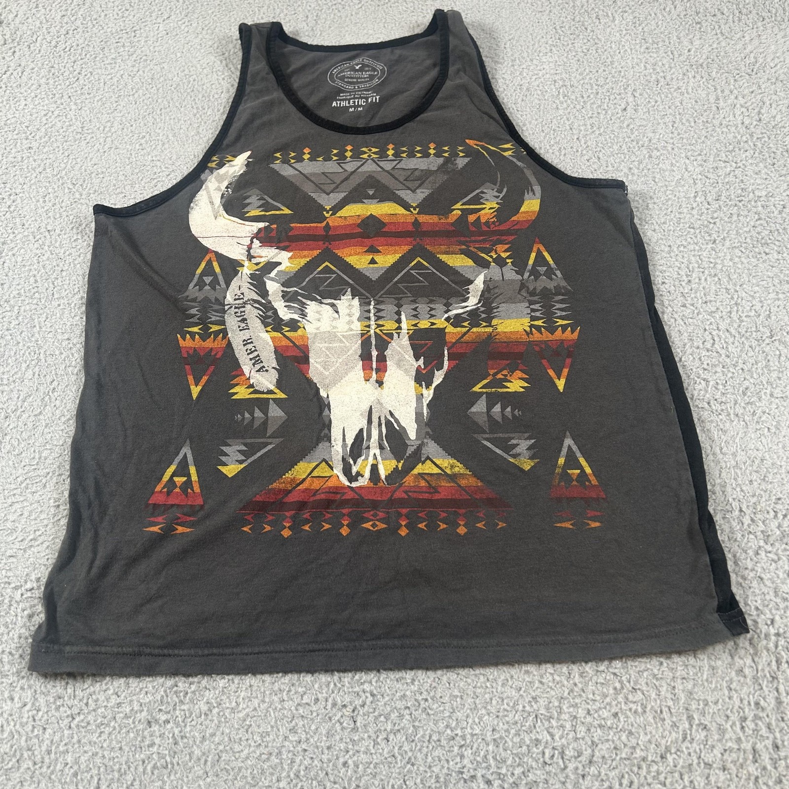 American Eagle Outfitters Shirt Mens Medium Gray Western Skull Graphic Tank Top gallery