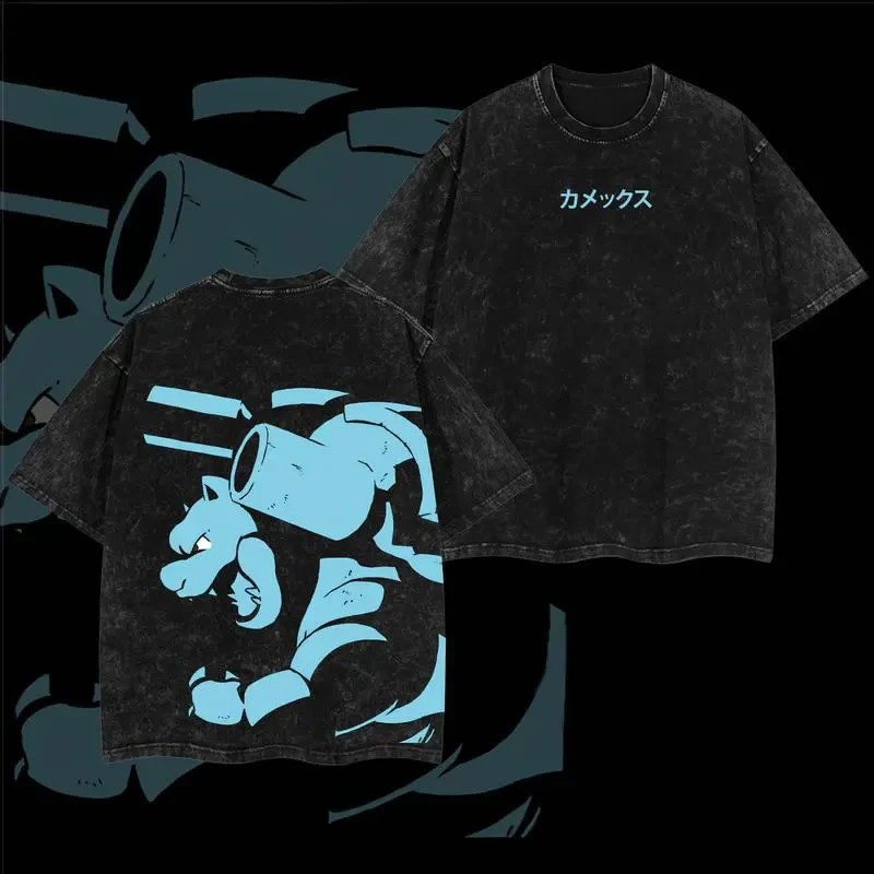 Blastoise Kamex Double Sided Graphic Tee Vintage Acid Wash Cotton T-Shirt