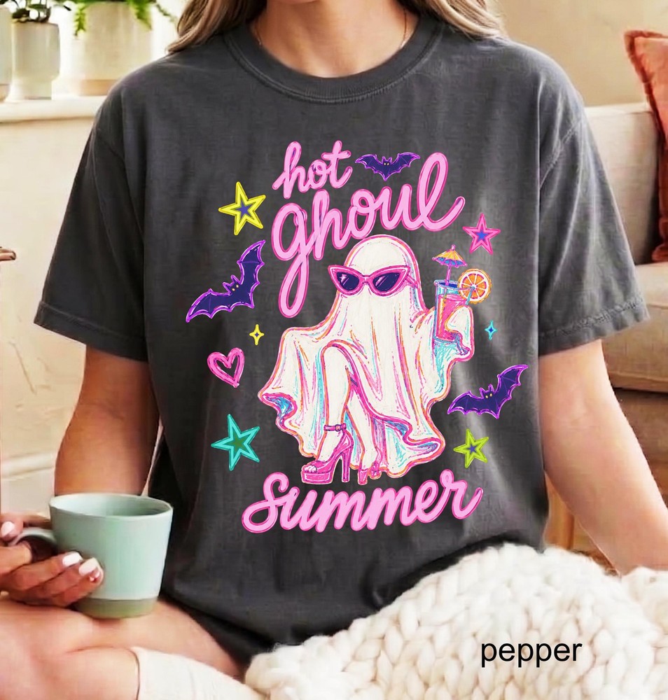 Spooky Ghost Cocktail Vintage Retro Shirt Funny Summer Halloween Horror Gift Tee