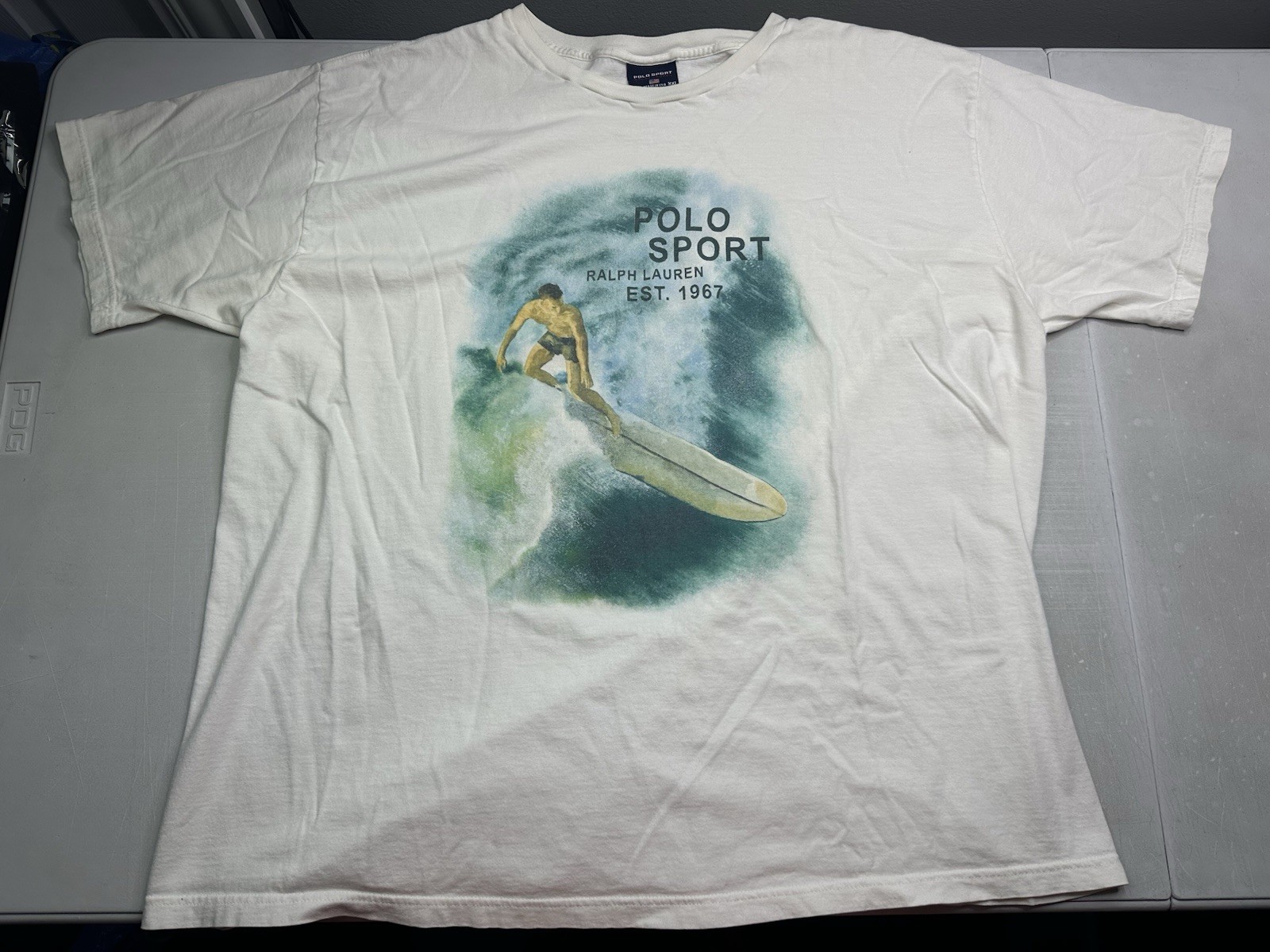 VTG 90s POLO SPORT RALPH LAUREN SURFING SPORTSMAN T-SHIRT Sz XXL RARE USA Made gallery
