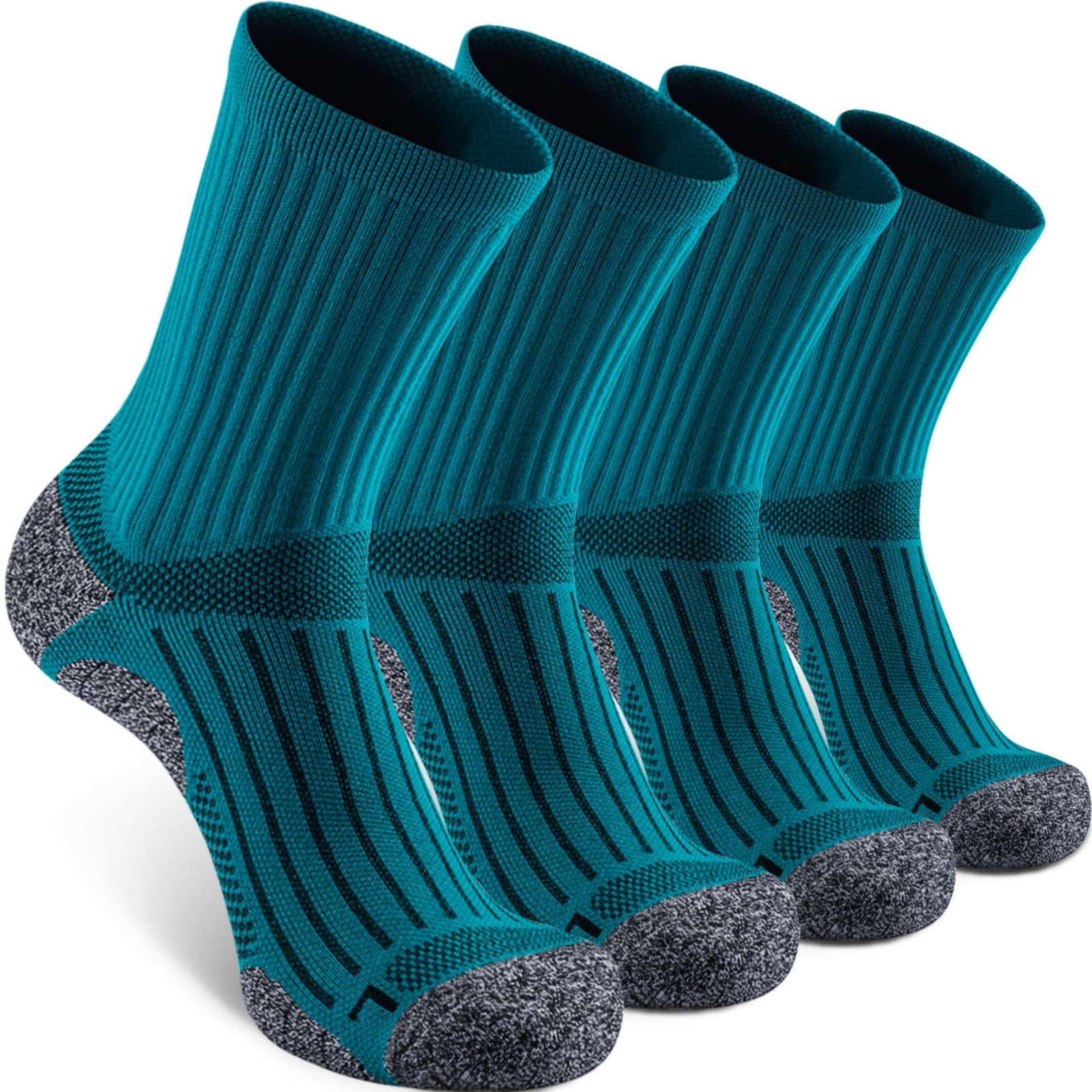 Cushioned Compression Unisex Mid-crew Socks 4-Pack Large Greenlake