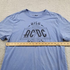 AC/DC Shirt Mens M Blue High Voltage Graphic Tee Tagless Cotton Poly 60/40 Blend