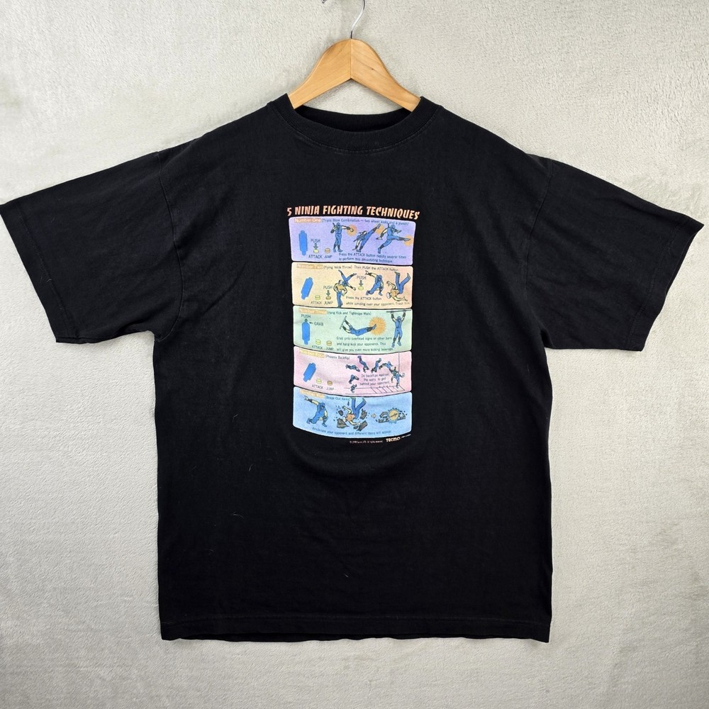Vintage Ninja Gaiden Fighting Techniques Shirt Large Tecmo 80s Arcade Game Retro