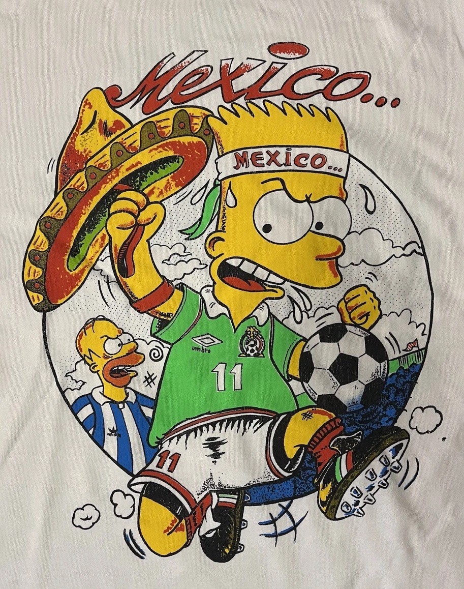 Bart Simpson Shirt Mexico Soccer World Cup 90s Vintage Bootleg Style Simpsons XL gallery