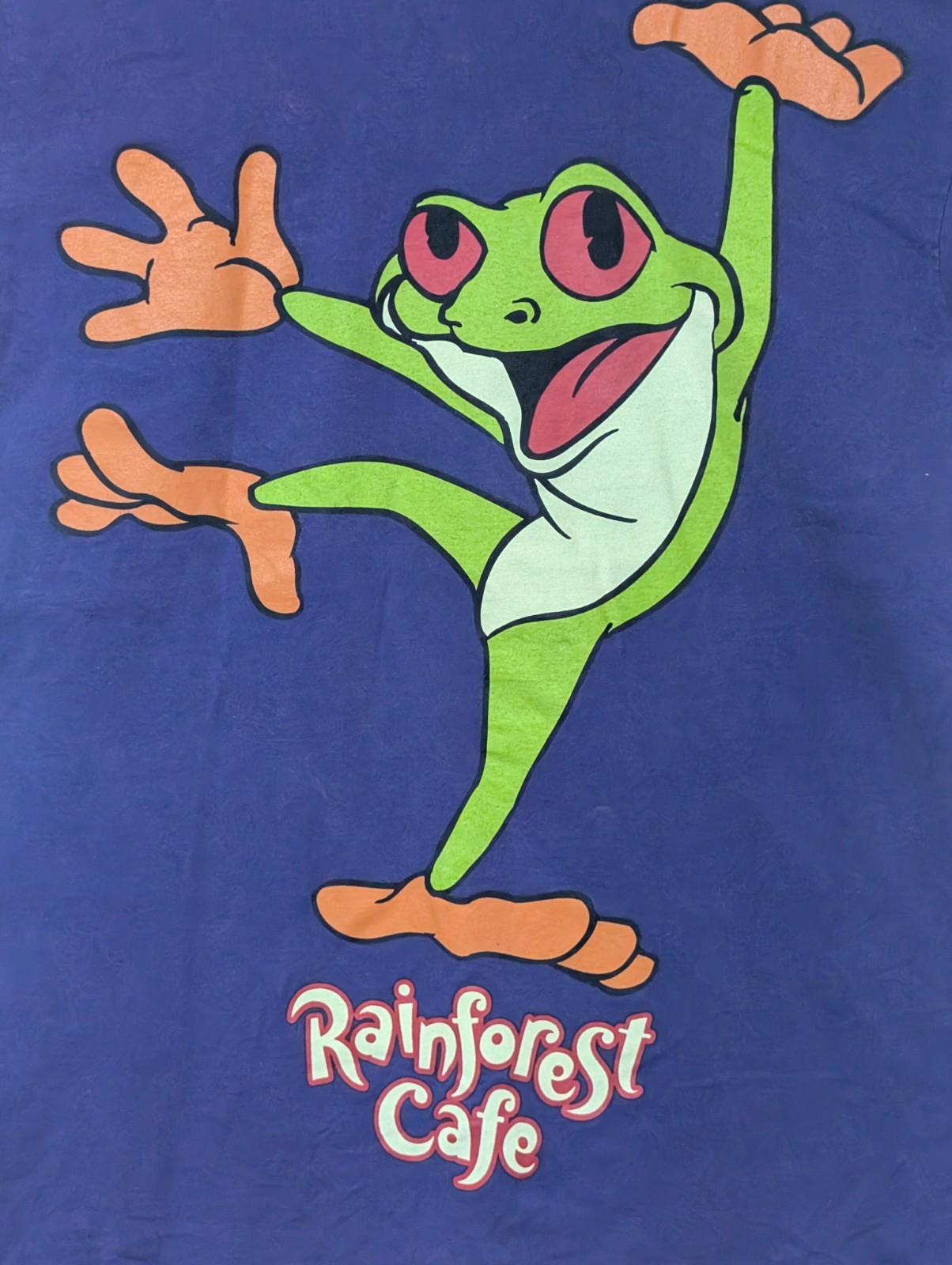 Rainforest Cafe Men’s T-shirt Vintage Purple Mascot Cha Cha Frog One Size #5239