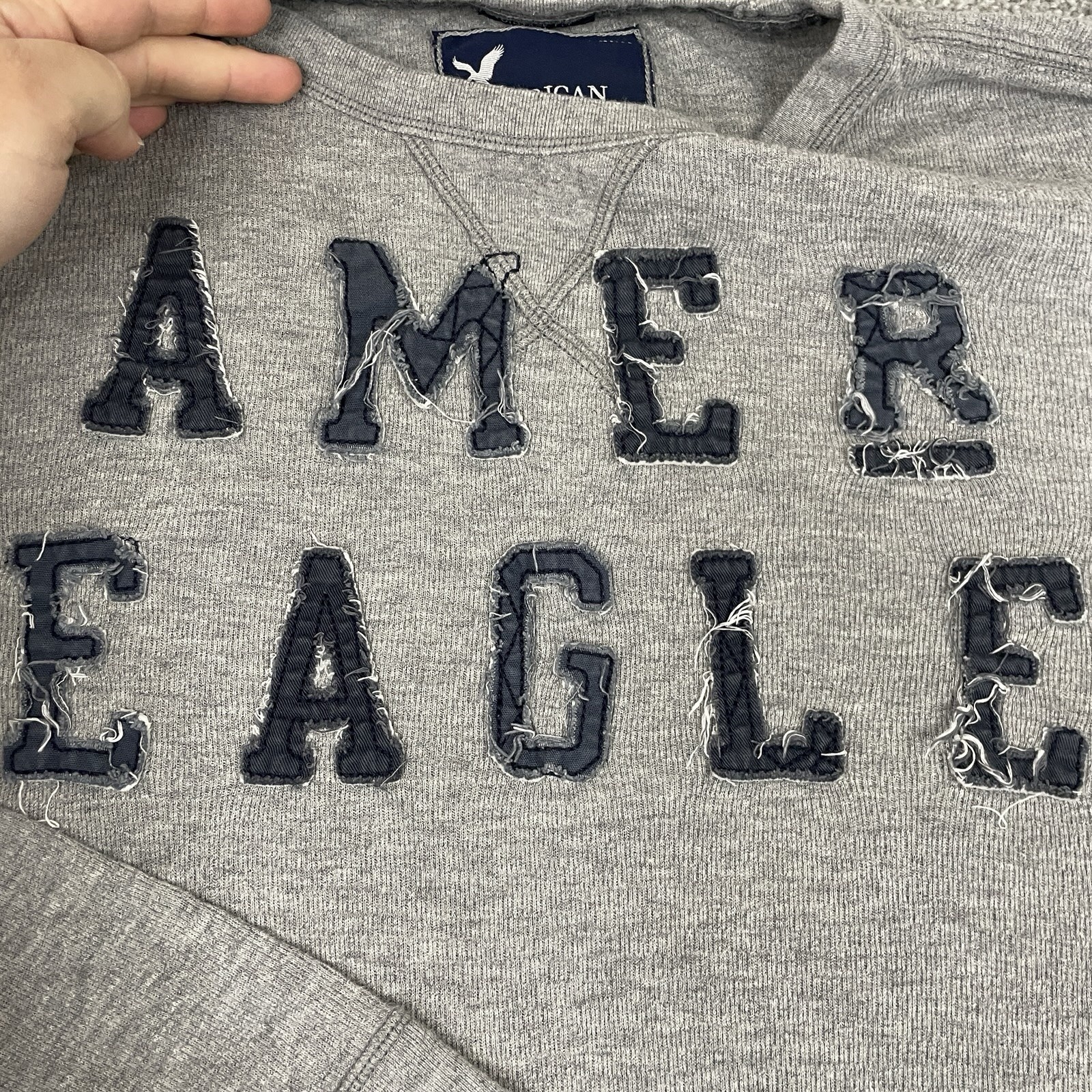 Vintage Fit Y2K American Eagle Shirt Mens XXL Embroidered Gray Thermal Waffle gallery