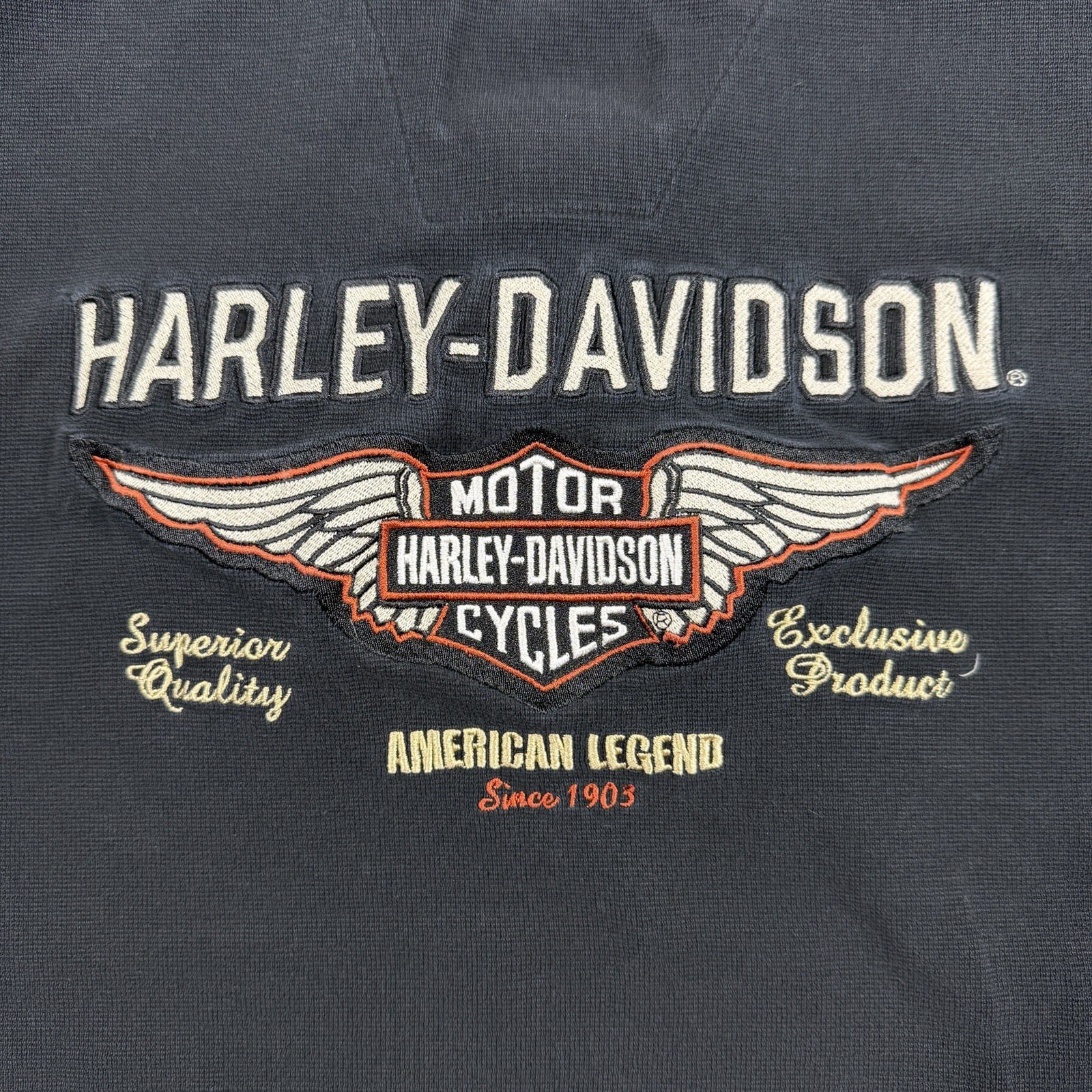 Vintage Harley Davidson Henley Shirt Mens XL 3 Button Wings Back Hit *See Pics gallery