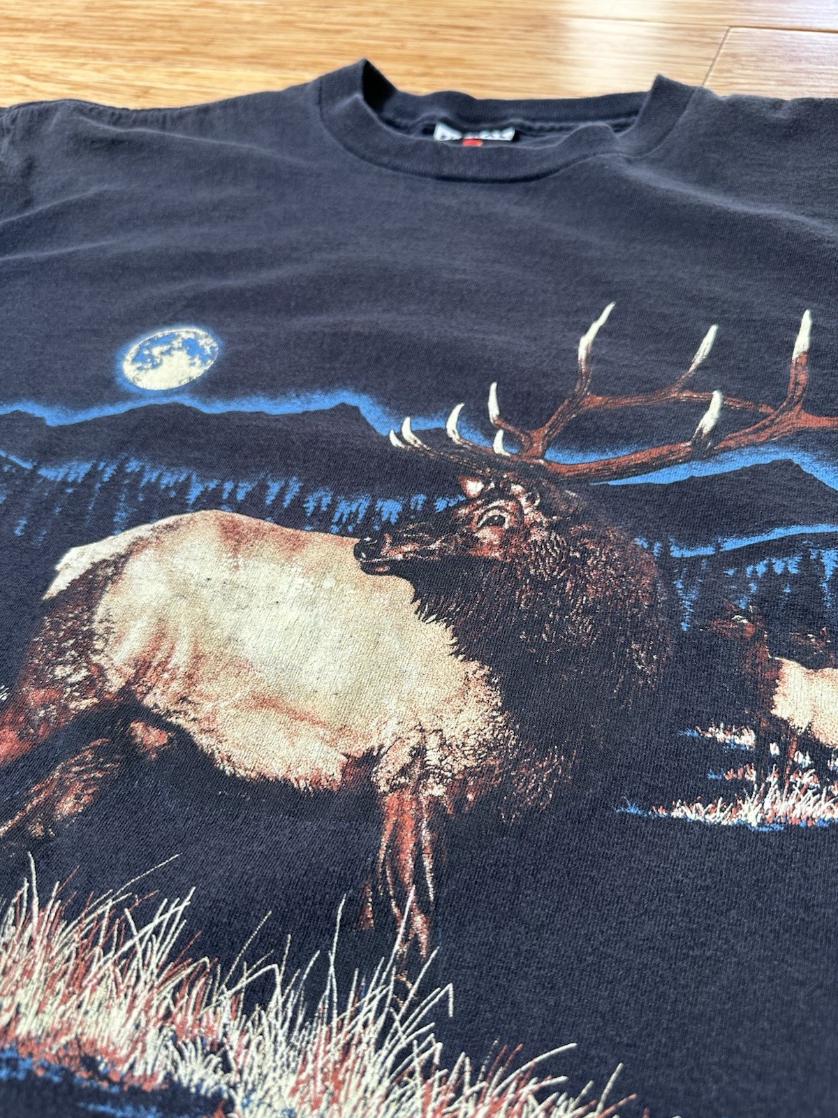 Vintage 90s Habitat Deer Graphic Nature Tee Shirt Men's XL USA Made Double Sided gallery