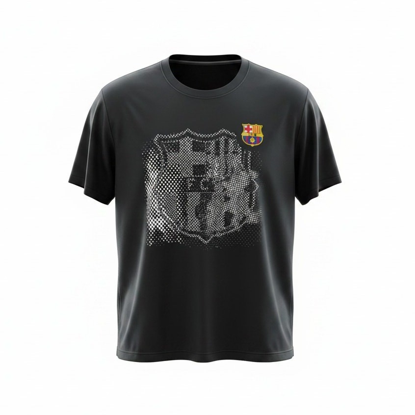 FC Barcelona Club Half-Tone Crest Soccer Football Men’s XL Black Training Shirt