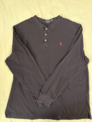 Polo Ralph Lauren Featherweight Mesh Henley Shirt Mens XXL Black Long Sleeve