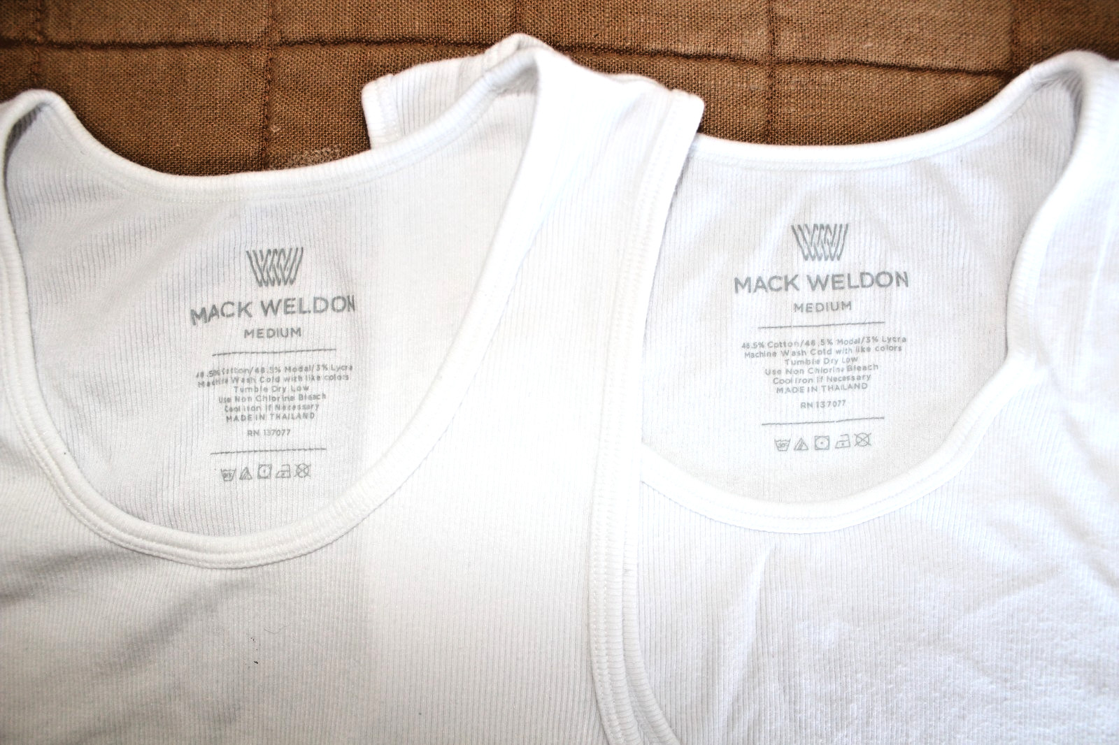 Mack Weldon 18-Hour Rib Tank Undershirt Lot 2 White Cotton Modal Men’s Medium M