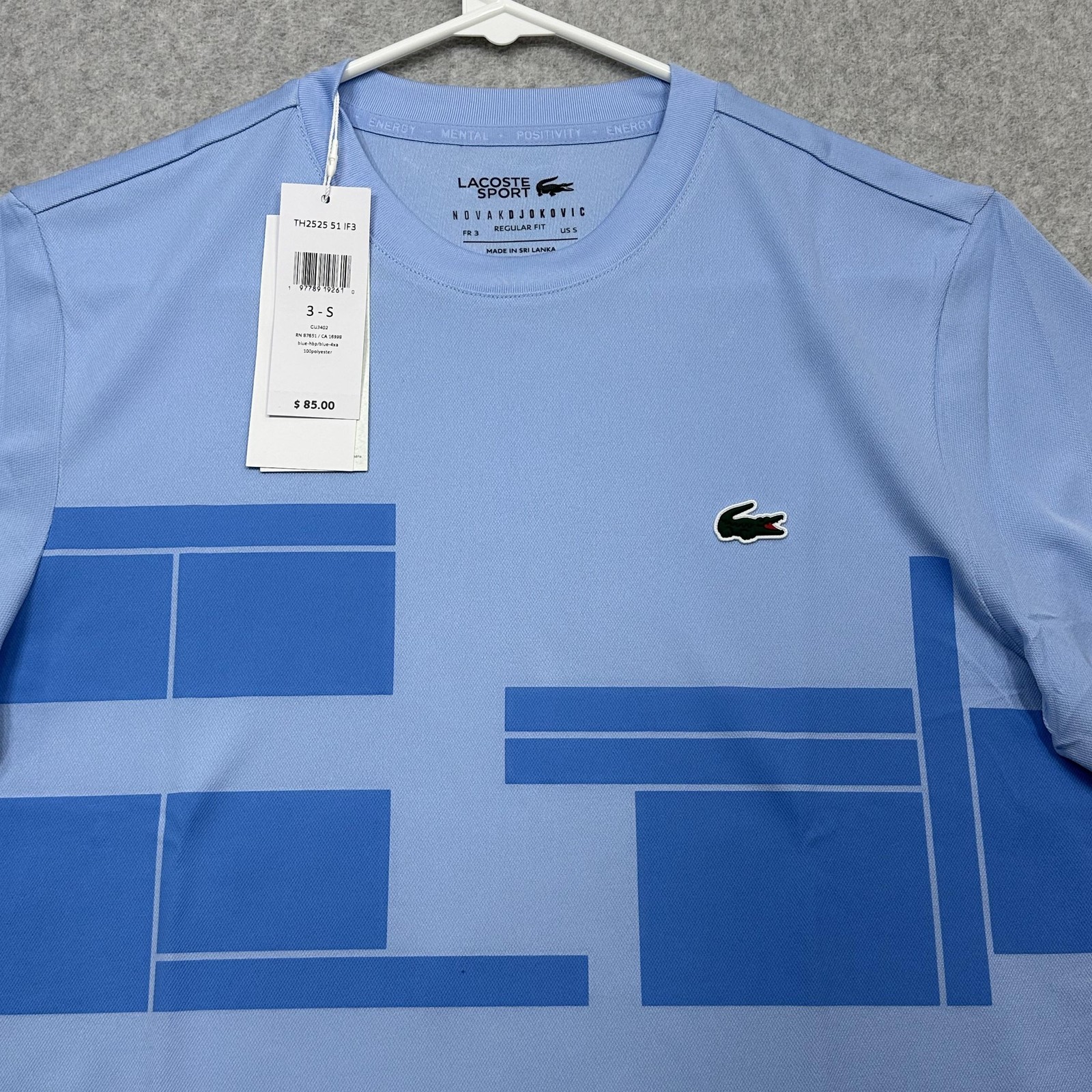 Lacoste Sport x Novak Djokovic Shirt Mens Small Blue Tennis Ultra Dry UPF 50 Tee gallery
