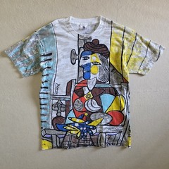 Pablo Picasso 10 Color Screenprint Overprint All Over Print Tee Tshirt L