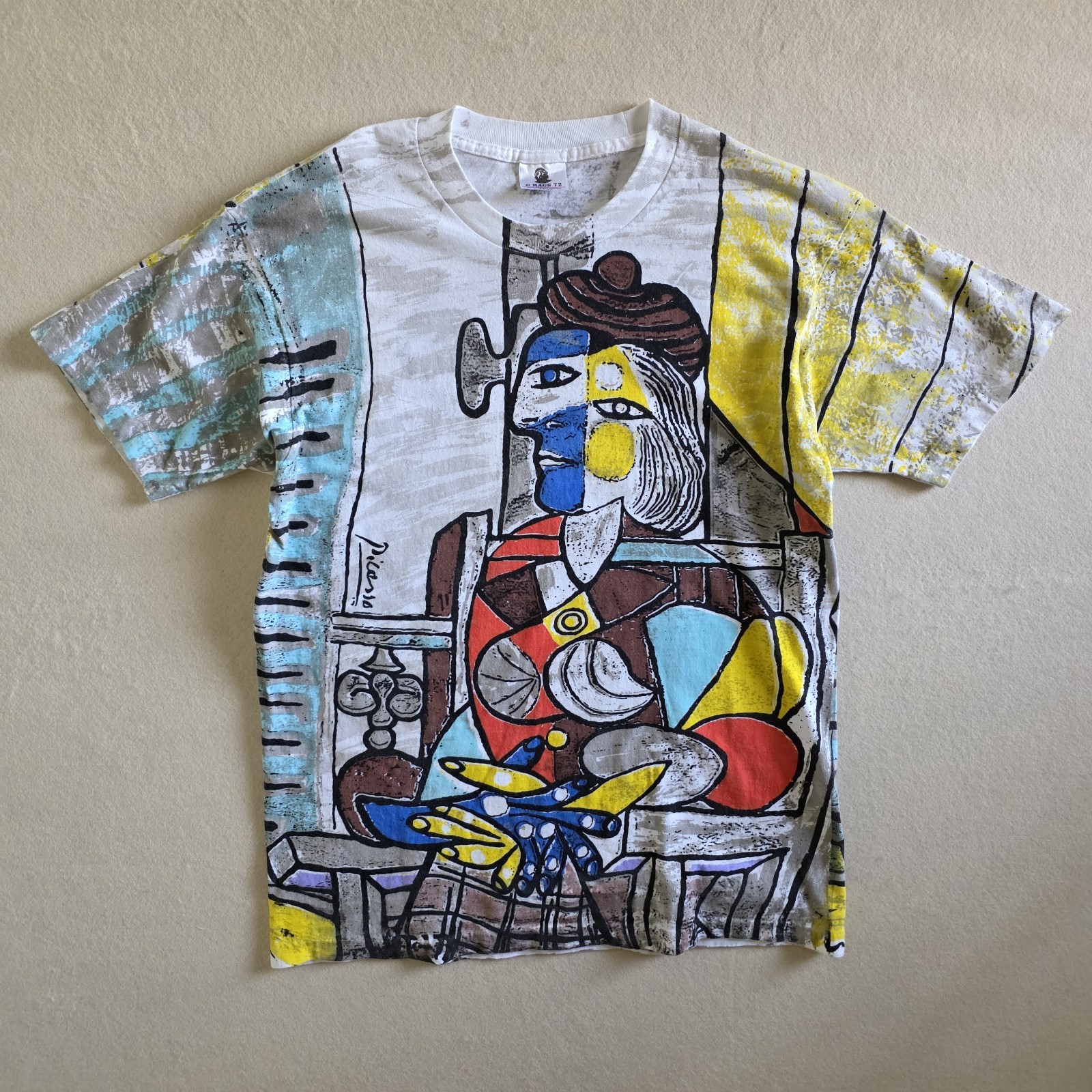 Pablo Picasso 10 Color Screenprint Overprint All Over Print Tee Tshirt L