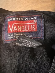 VANGELIS MENS V NECK BLACK PULLOVER SHIRT COLLAR EUC SIZE LARGE ILLUSION SIDES