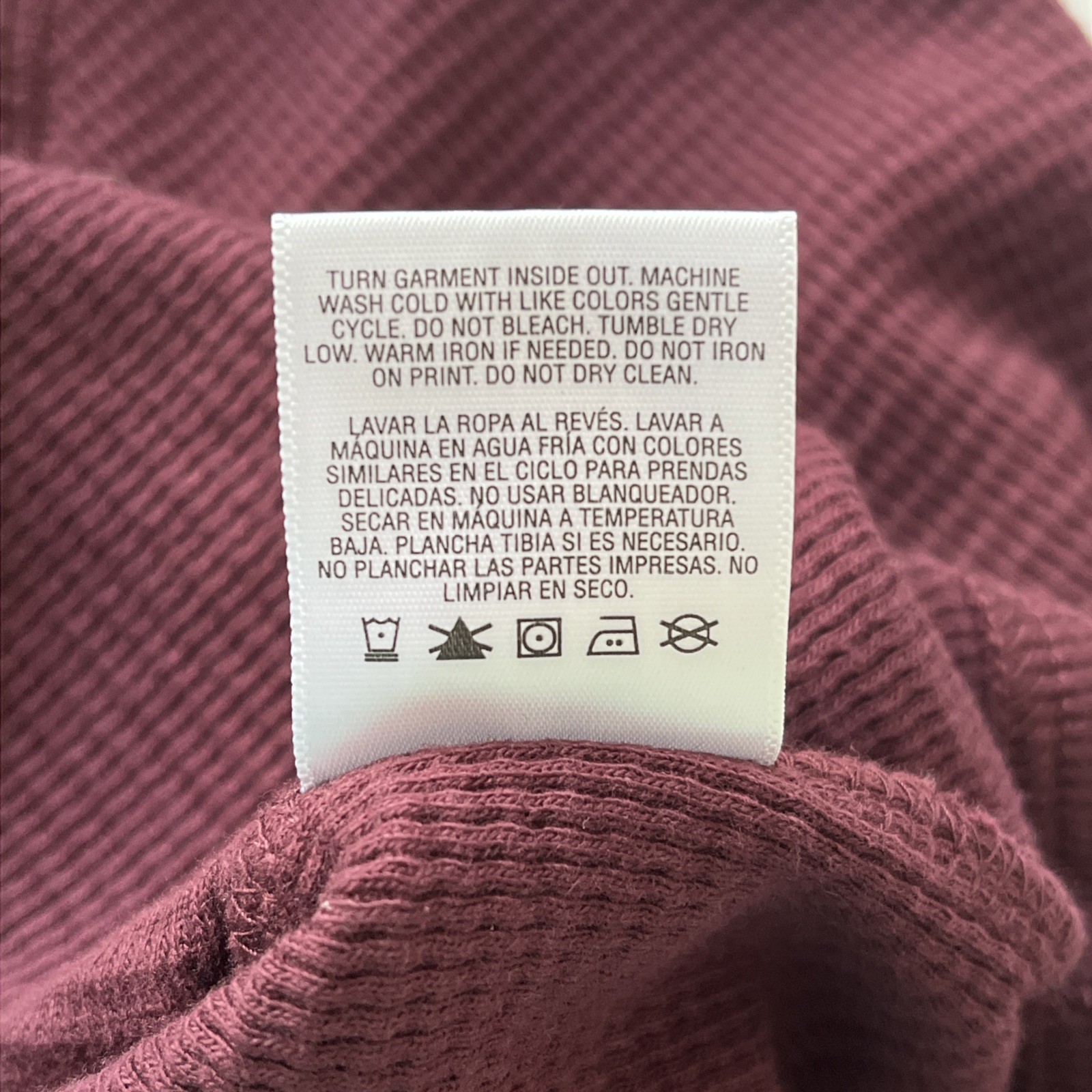 Men’s Thermal Waffle Knit Shirt XL Burgundy Crewneck Layer Banded Cuffs Workwear gallery