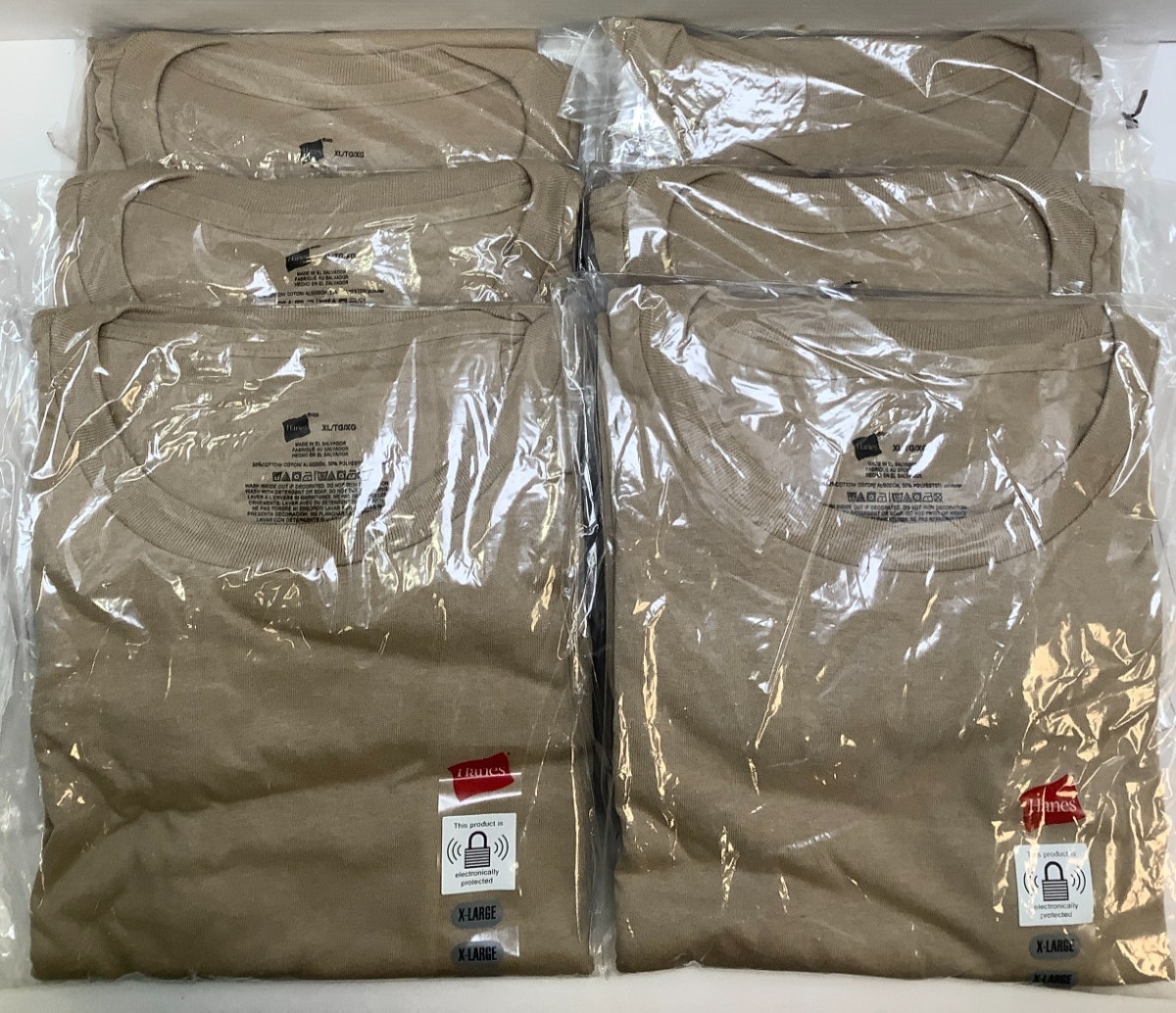 Hanes 5170 Men’s Ecosmart Short Sleeve Tee, XL, Pebble, 6pk