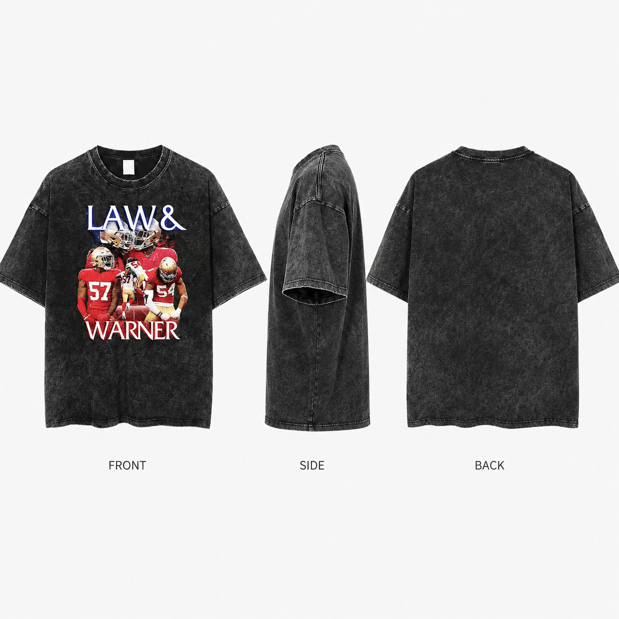 Fred Warner Dre Greenlaw 49ers Mineral Wash Tee LAW WARNER Mens, S to 2XL gallery