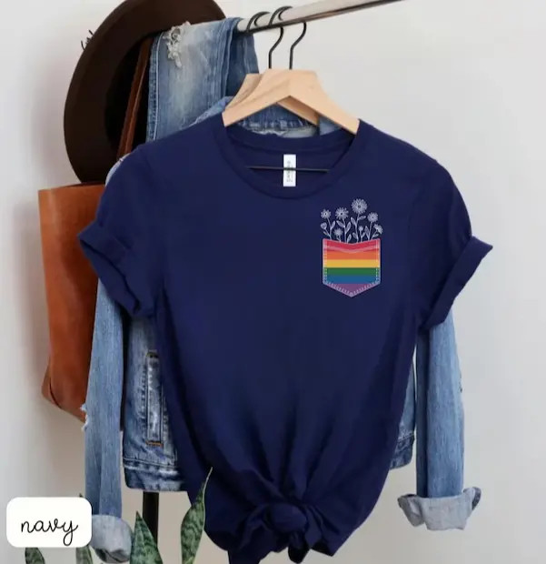 Flower Pocket Pride Shirt LGBT Rainbow Ally Tee gallery