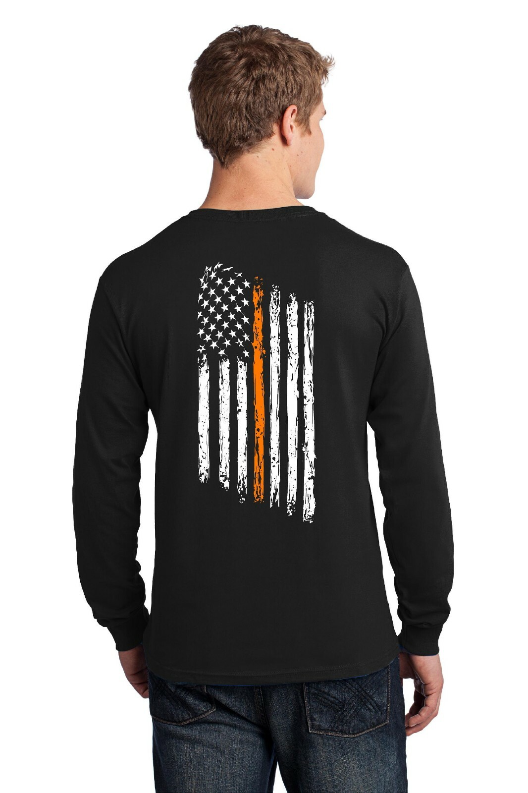 Thin Orange Line American Flag Search Rescue SAR Coast Guard Long Sleeve Shirt gallery
