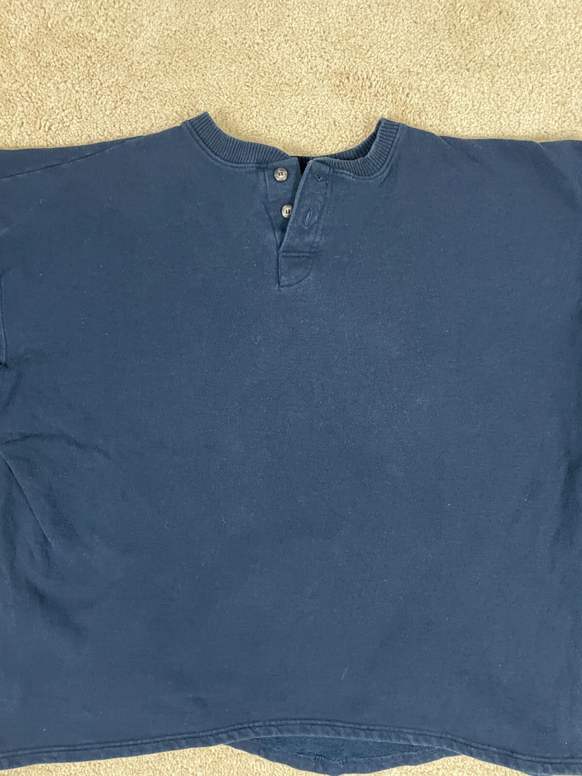Champion Pullover Henley T-Shirt Mens XLBT Regular Fit Ribbed Cuff Sleeve Blue gallery