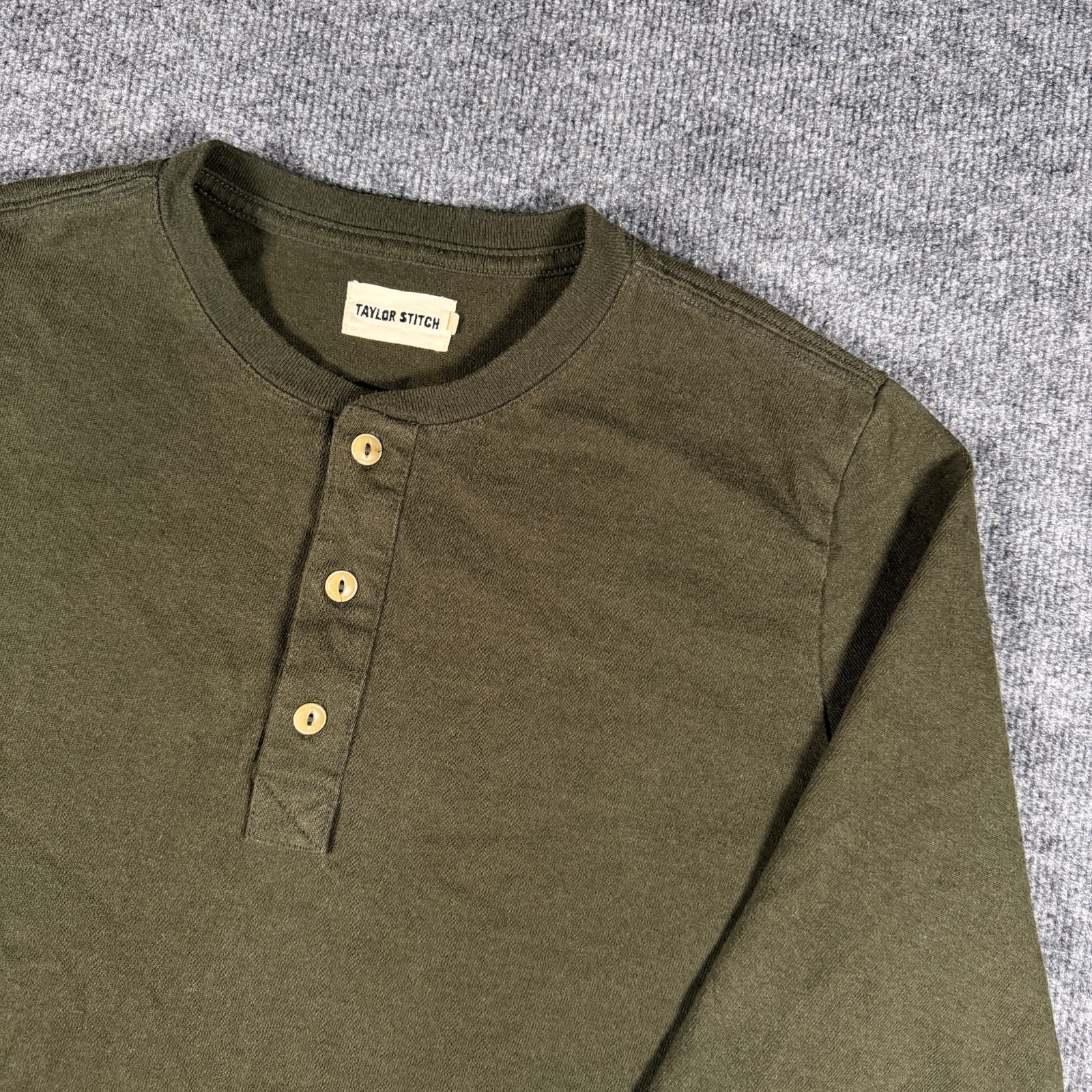 Taylor Stitch Shirt Mens Size 40 Medium Green Polycotton Long Sleeve Henley Prep gallery