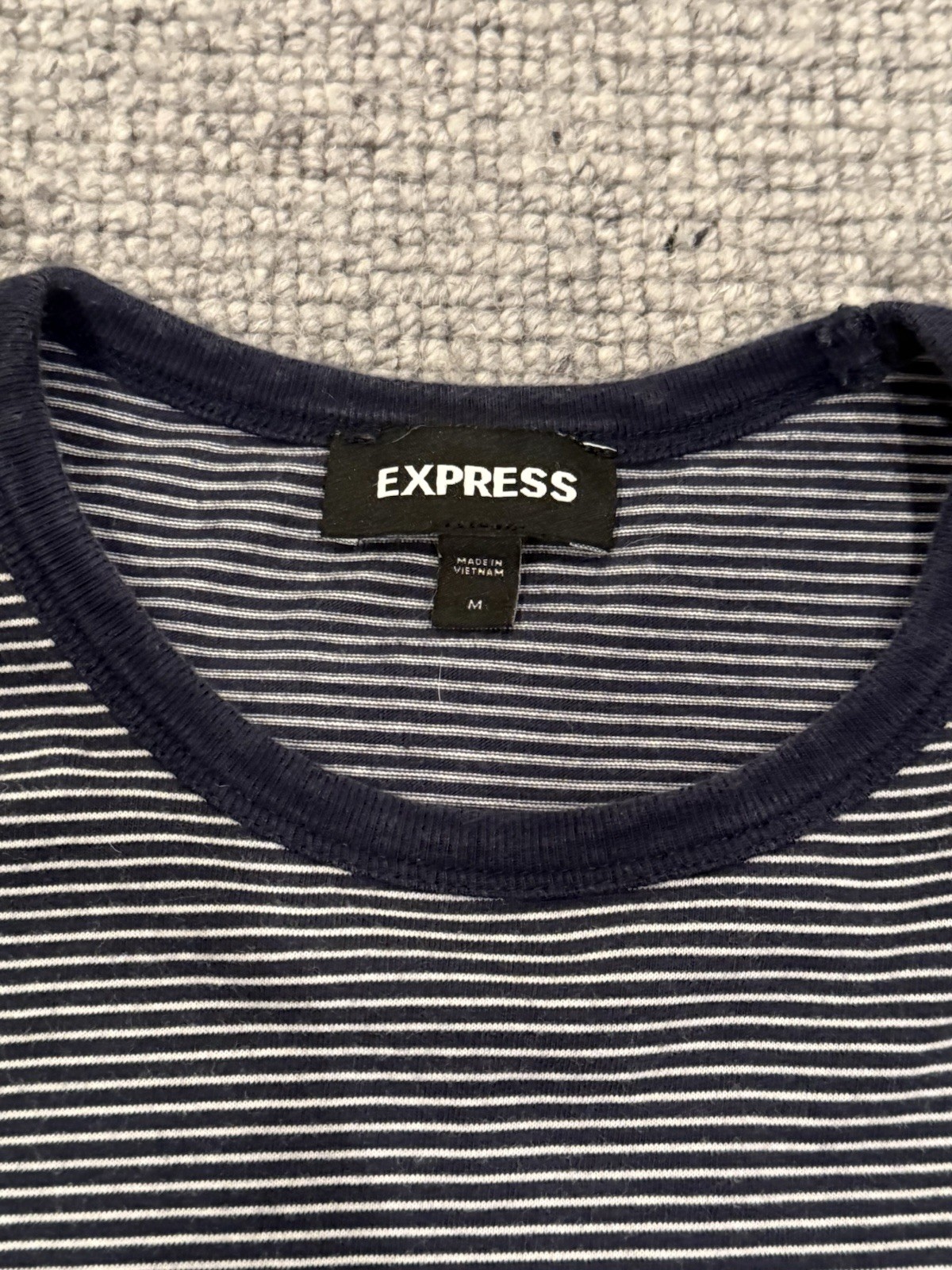 Express Men's T-Shirt Shirt Tee Blue White Sripe Medium gallery
