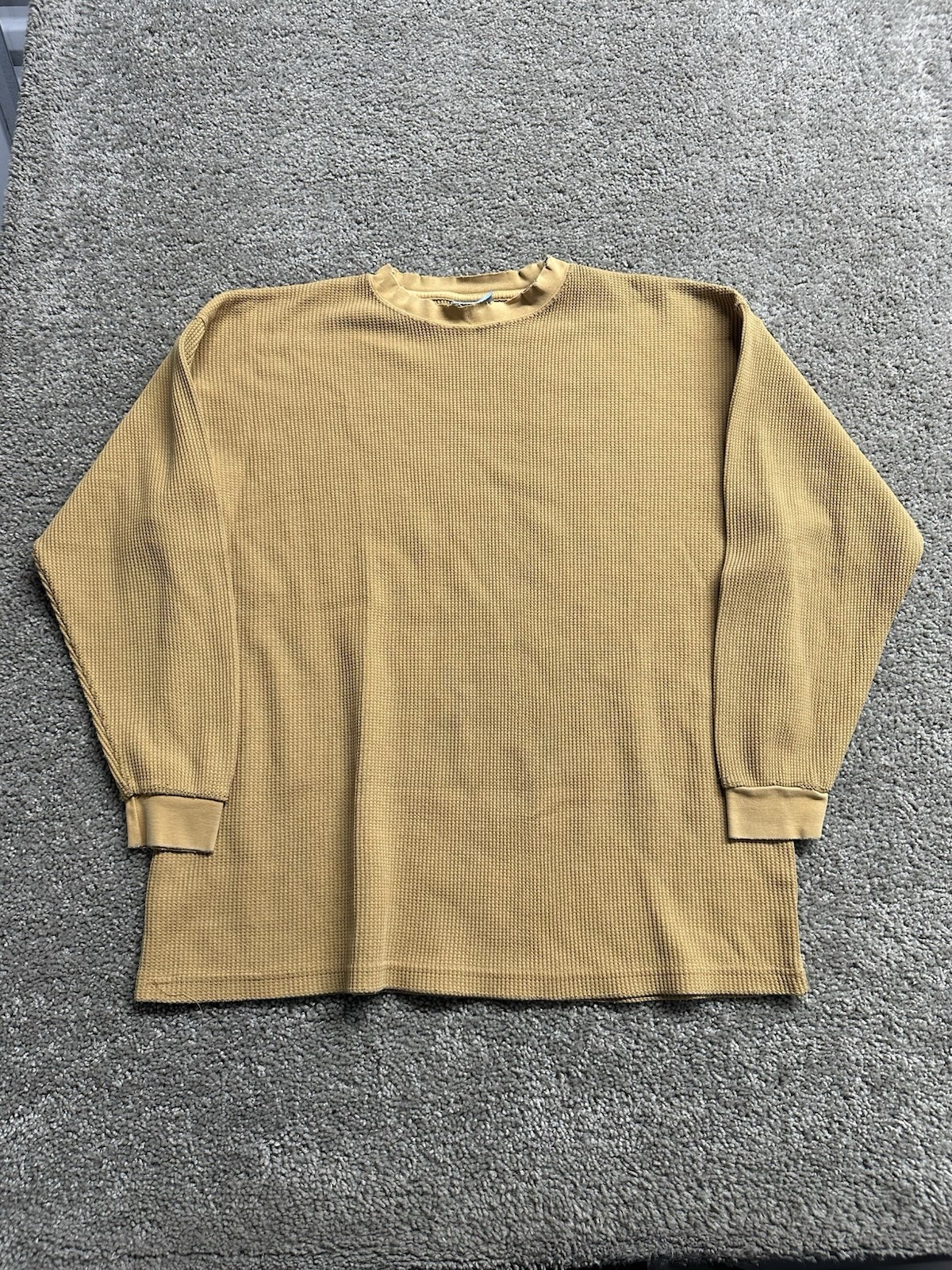 Y2K 2000s RussoWear Heavy Duty Crewneck Thermal Long Sleeve Orange/Brown XXL 2XL gallery
