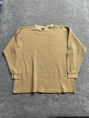 Y2K 2000s RussoWear Heavy Duty Crewneck Thermal Long Sleeve Orange/Brown XXL 2XL