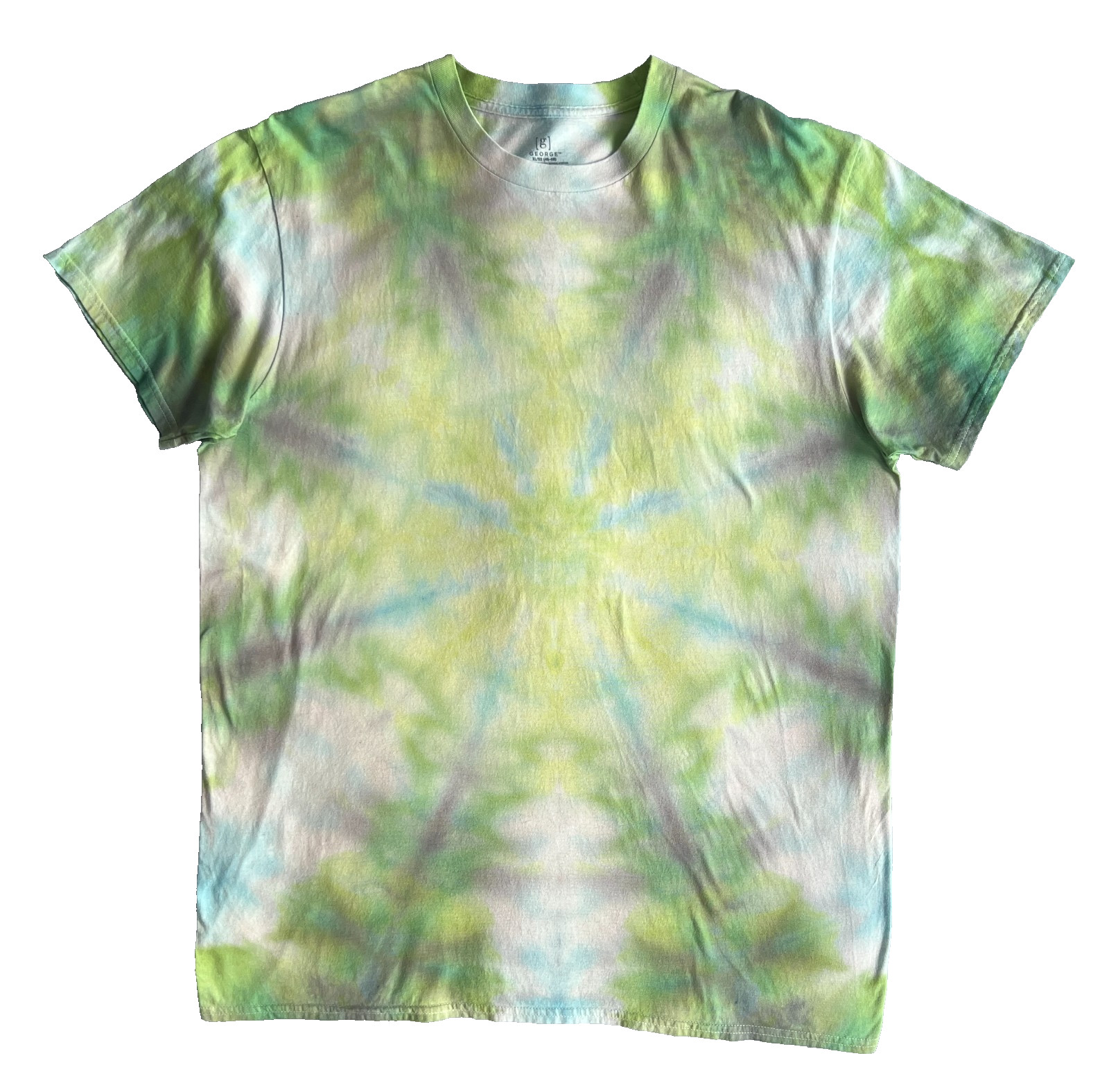 NEW Burst Ice Tie Dye T-Shirt, Unisex XL SS, Ice Blue Green & Silver