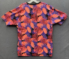 CSG Graphic Tee T-Shirt Men Multi Color All Over Print Leaves Crew Neck Size XXL