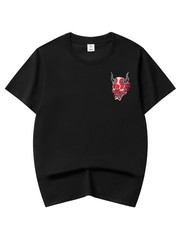 Niepce Red Demon Embroidered Tee Japanese Streetwear T-Shirt for Men