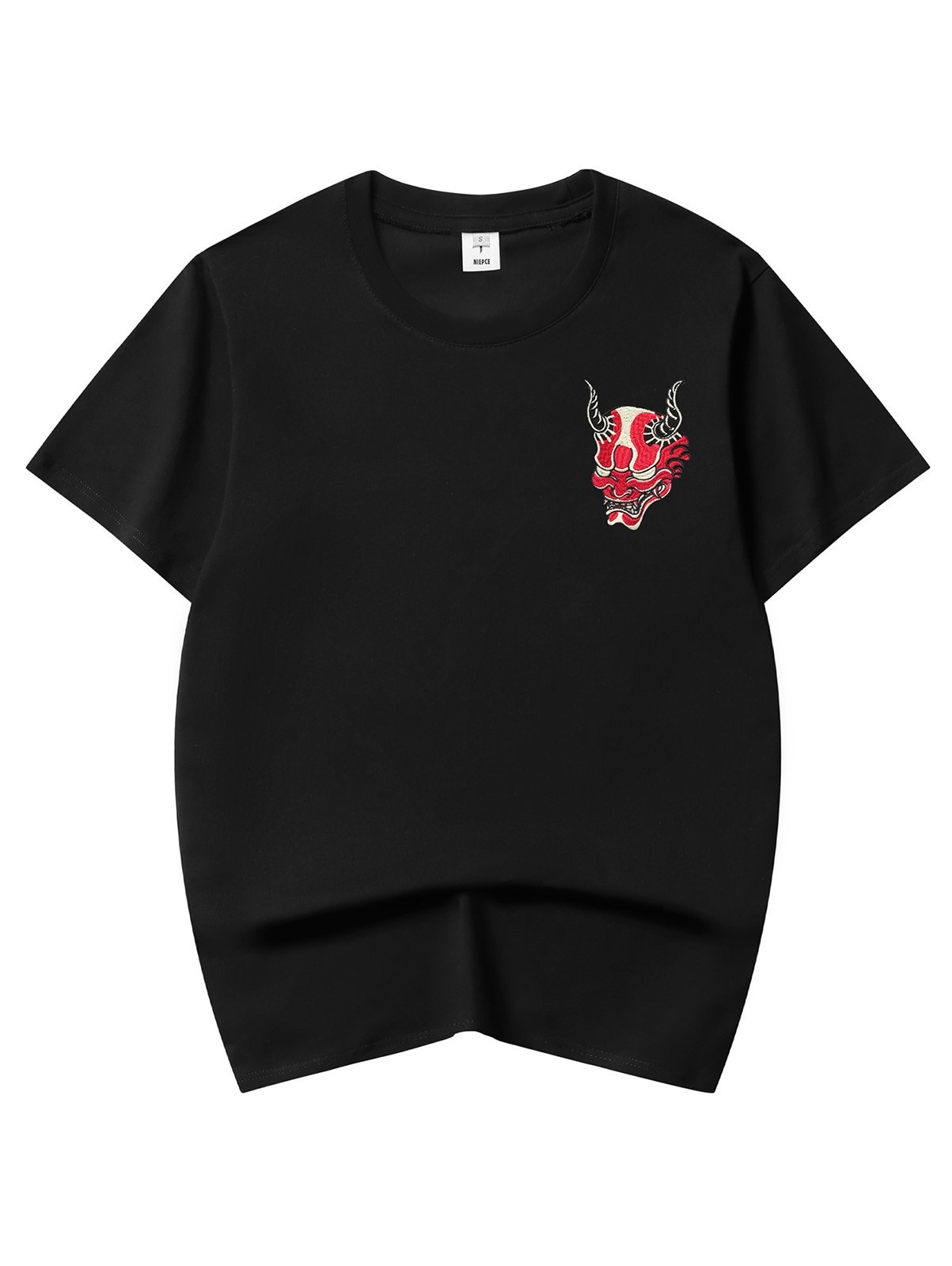 Niepce Red Demon Embroidered Tee Japanese Streetwear T-Shirt for Men gallery