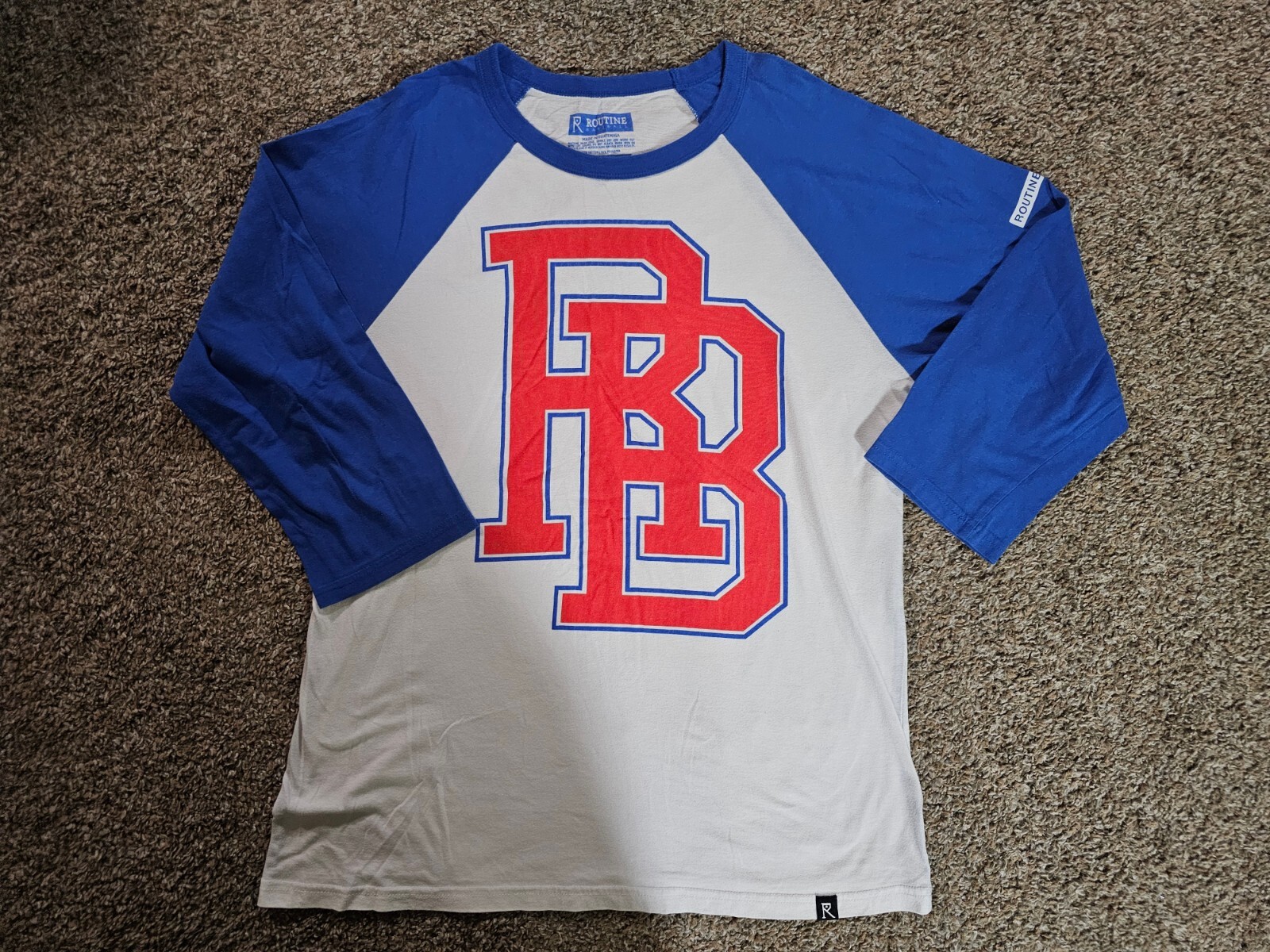 Routine Baseball RB 3/4 Sleeve T-Shirt Blue Mens Large gallery