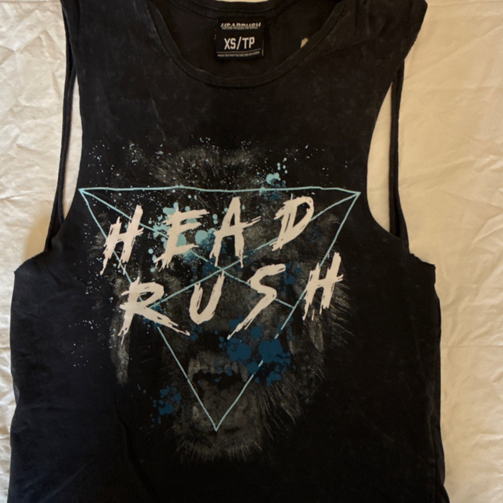 Headrush Men's XS Sleeveless Crew Neck Cotton Graphic Print T-Shirt Black gallery