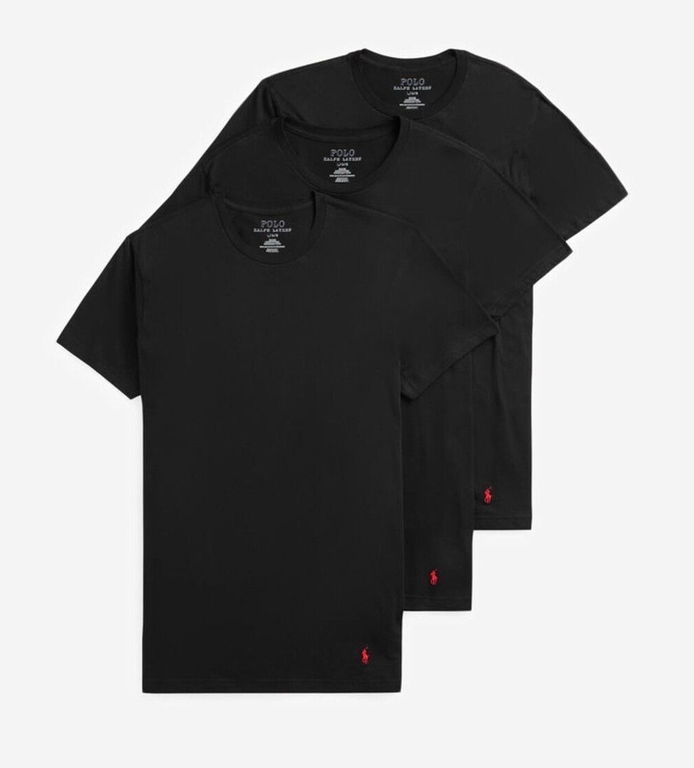 Polo Ralph Lauren Men's Black Classic Fit Crew-Neck 3 Pack T-Shirt gallery