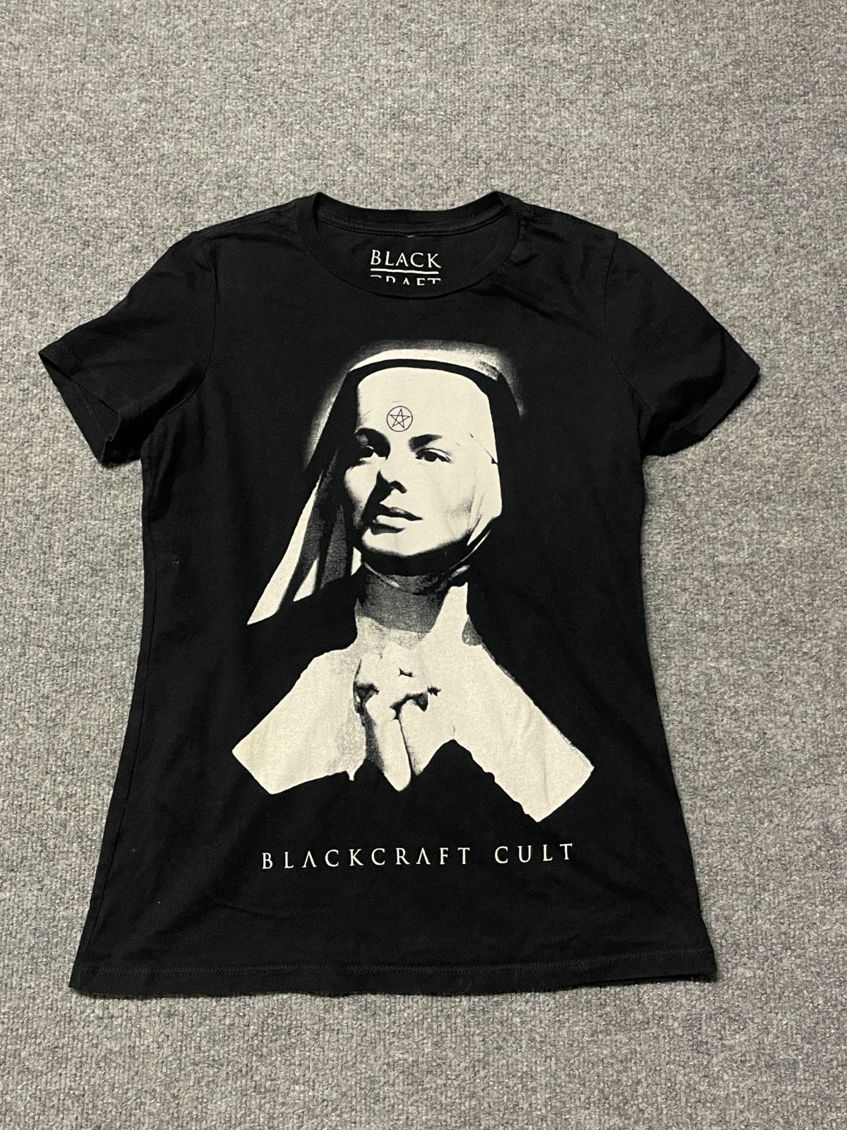 Black Craft Cult Shirt Womens XS Unholy Lesbian Satanic Nun Affliction Church