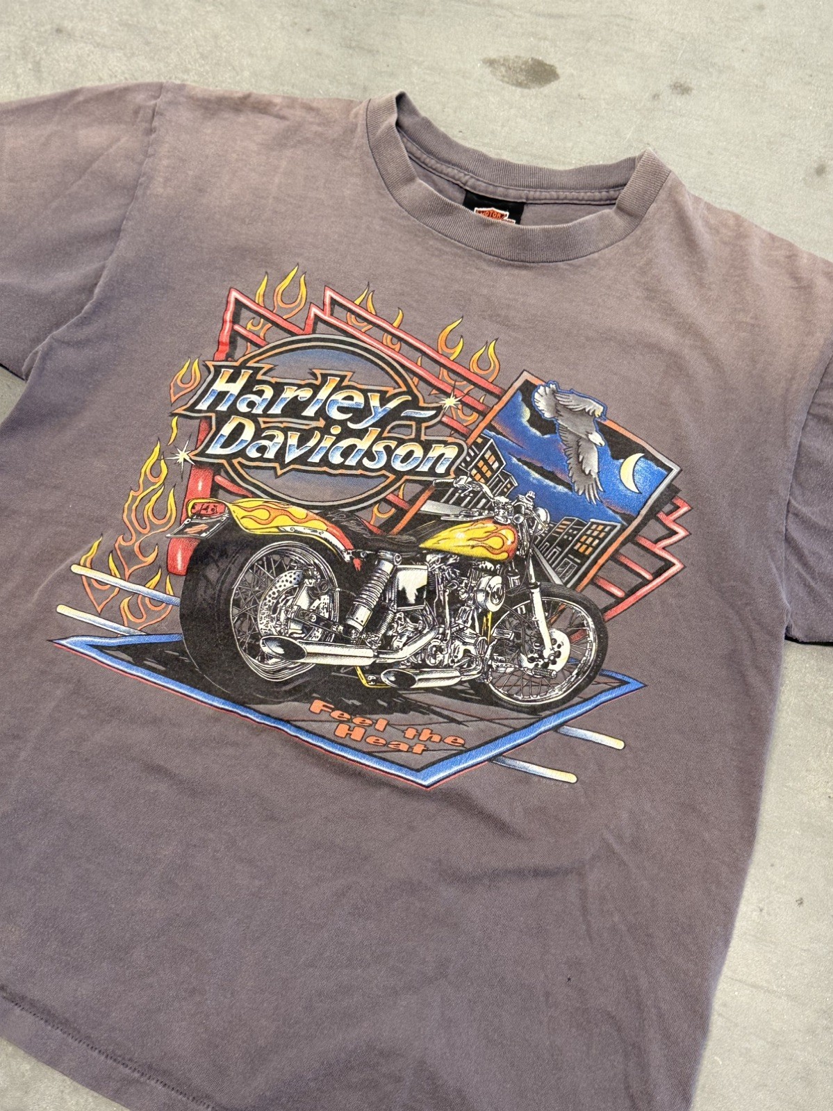 Vintage 1995 Harley Davidson motorcyle Feel The Heat flames Single Stitch large gallery