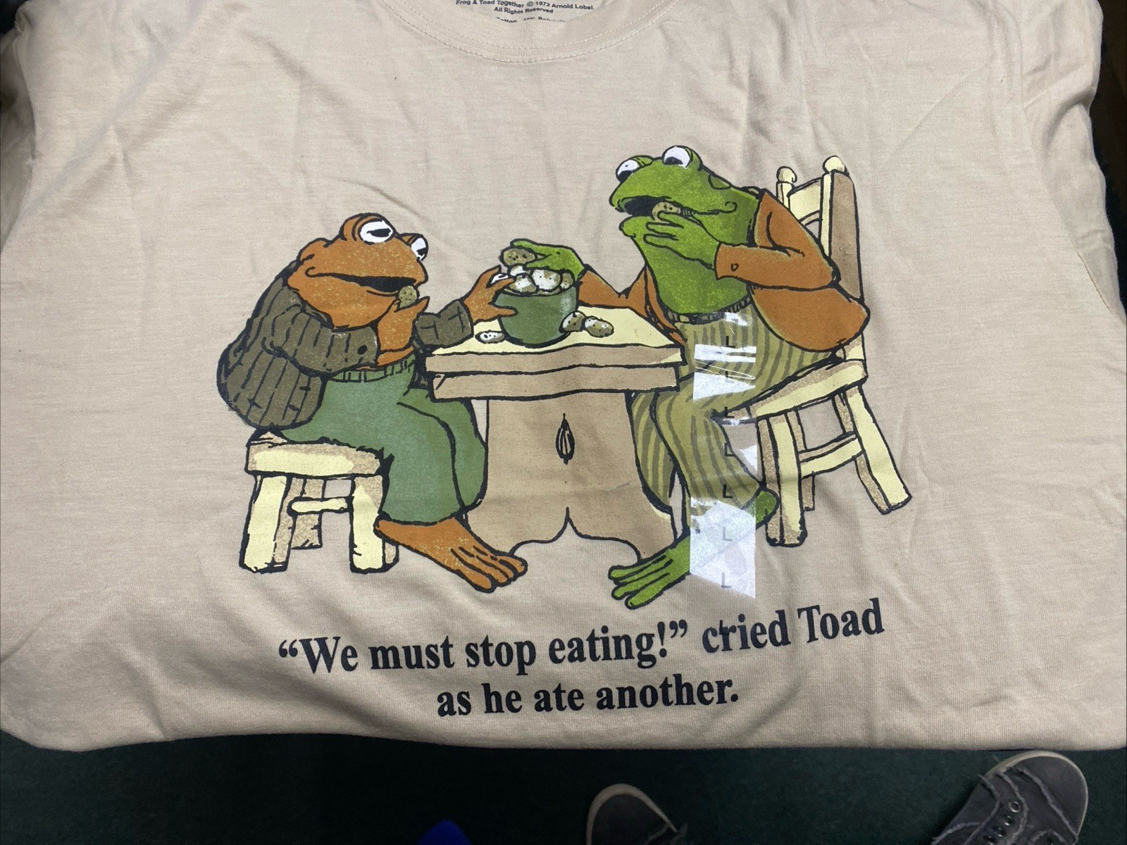 Frog and Toad Unisex Cotton Tee Shirt, Size Large We Must Stop Eating As He Ate