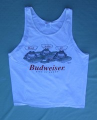 Vintage 1995 Men’s Budweiser Frogs White Tank Top Beer Graphic Size L (42-44)
